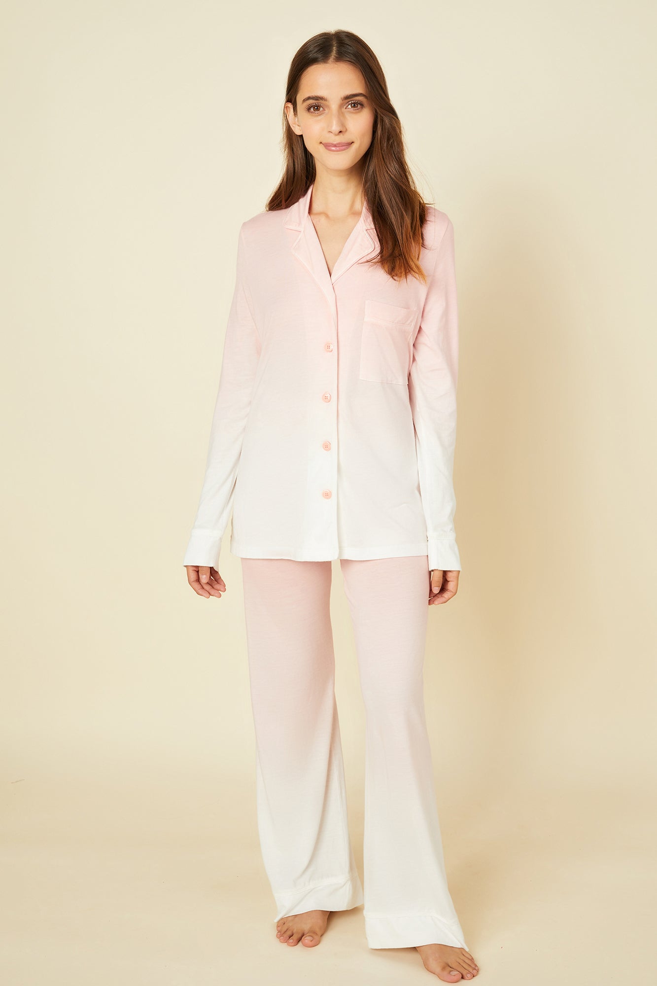 Pink Set - Bella Printed Petite Printed Longsleeve Top And Pant