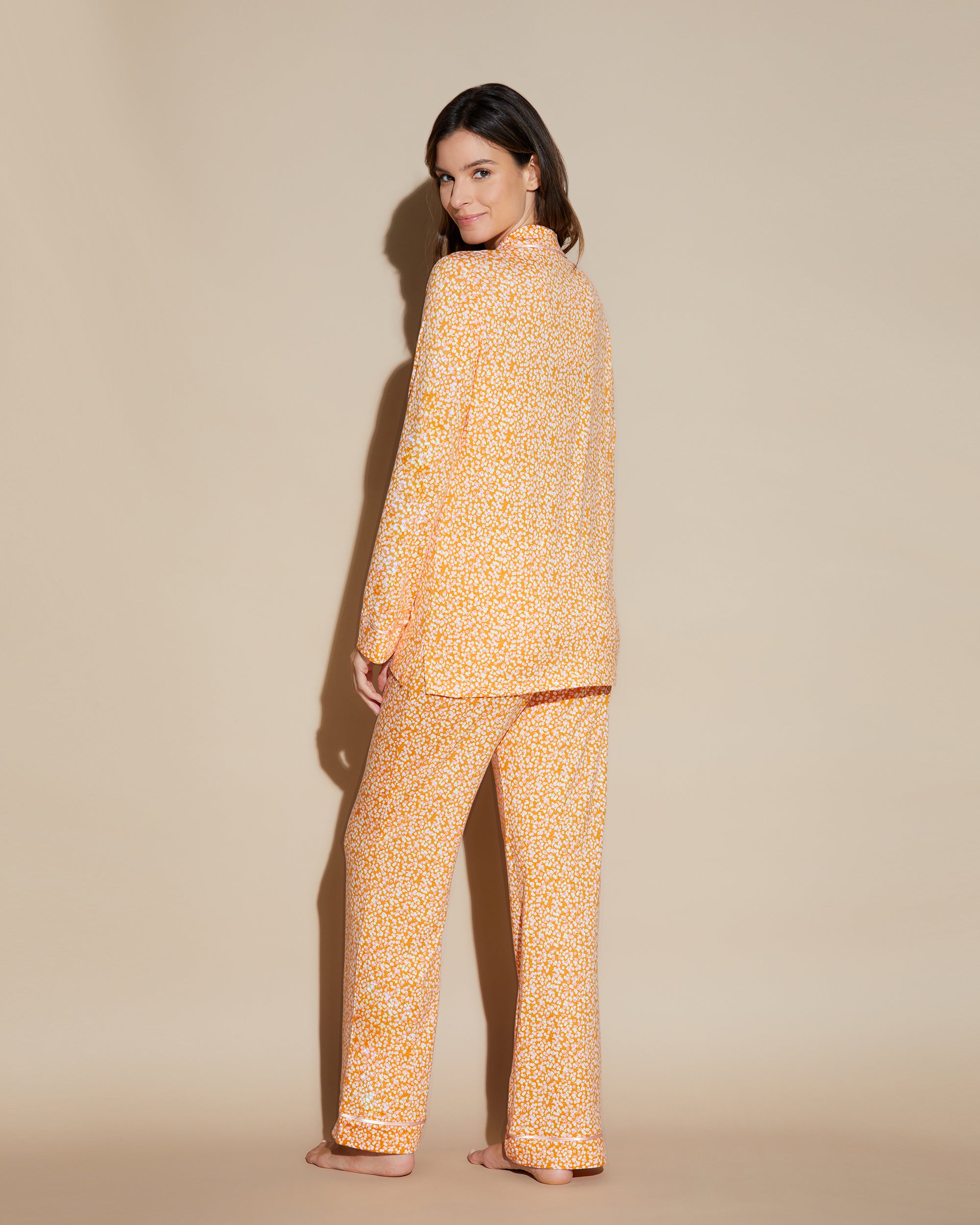 Orange Set - Bella Printed Petite Printed Longsleeve Top And Pant