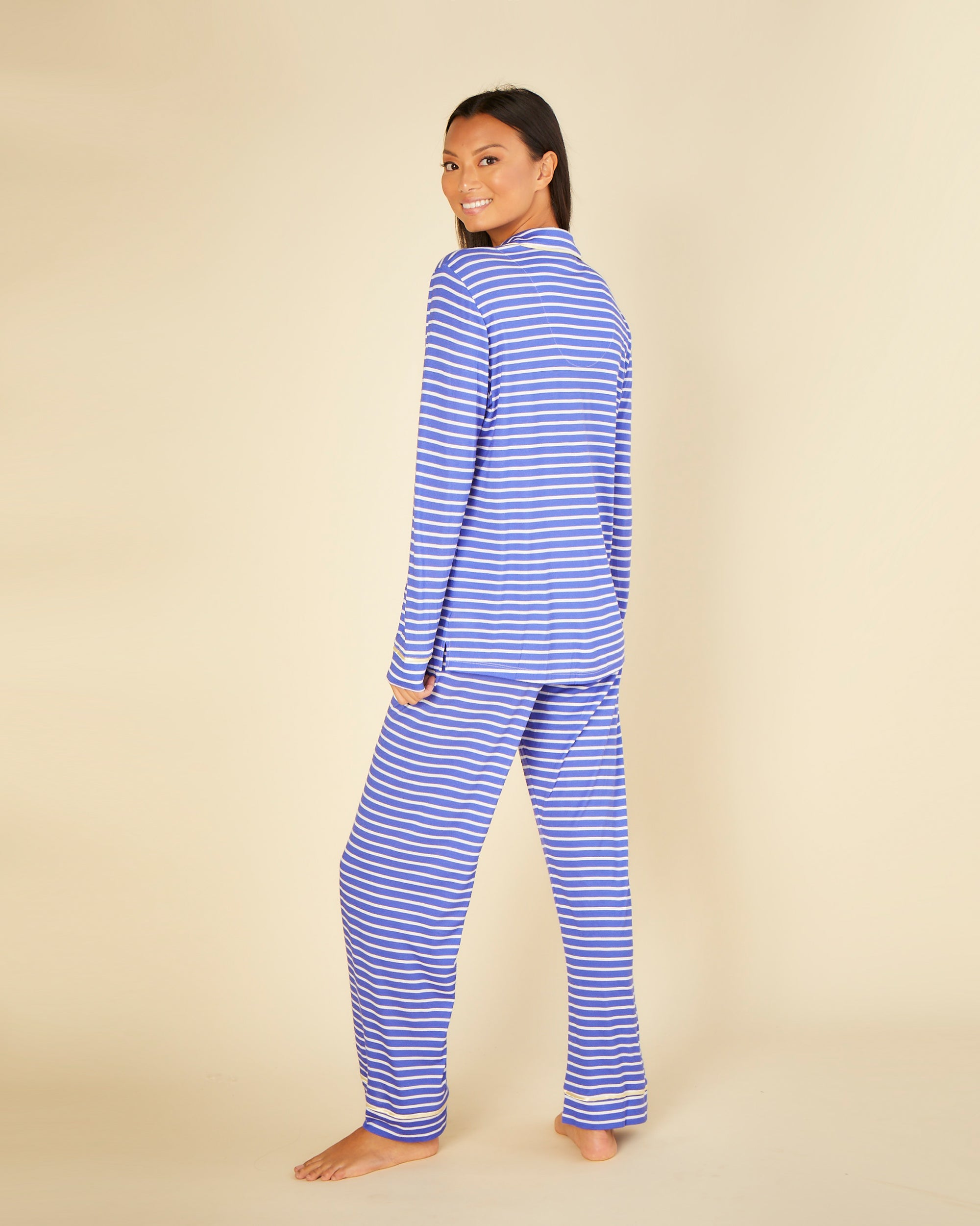 Blau Set - Bella Printed Petite Bedrucktes Langarm-Oberteil Und -Hose