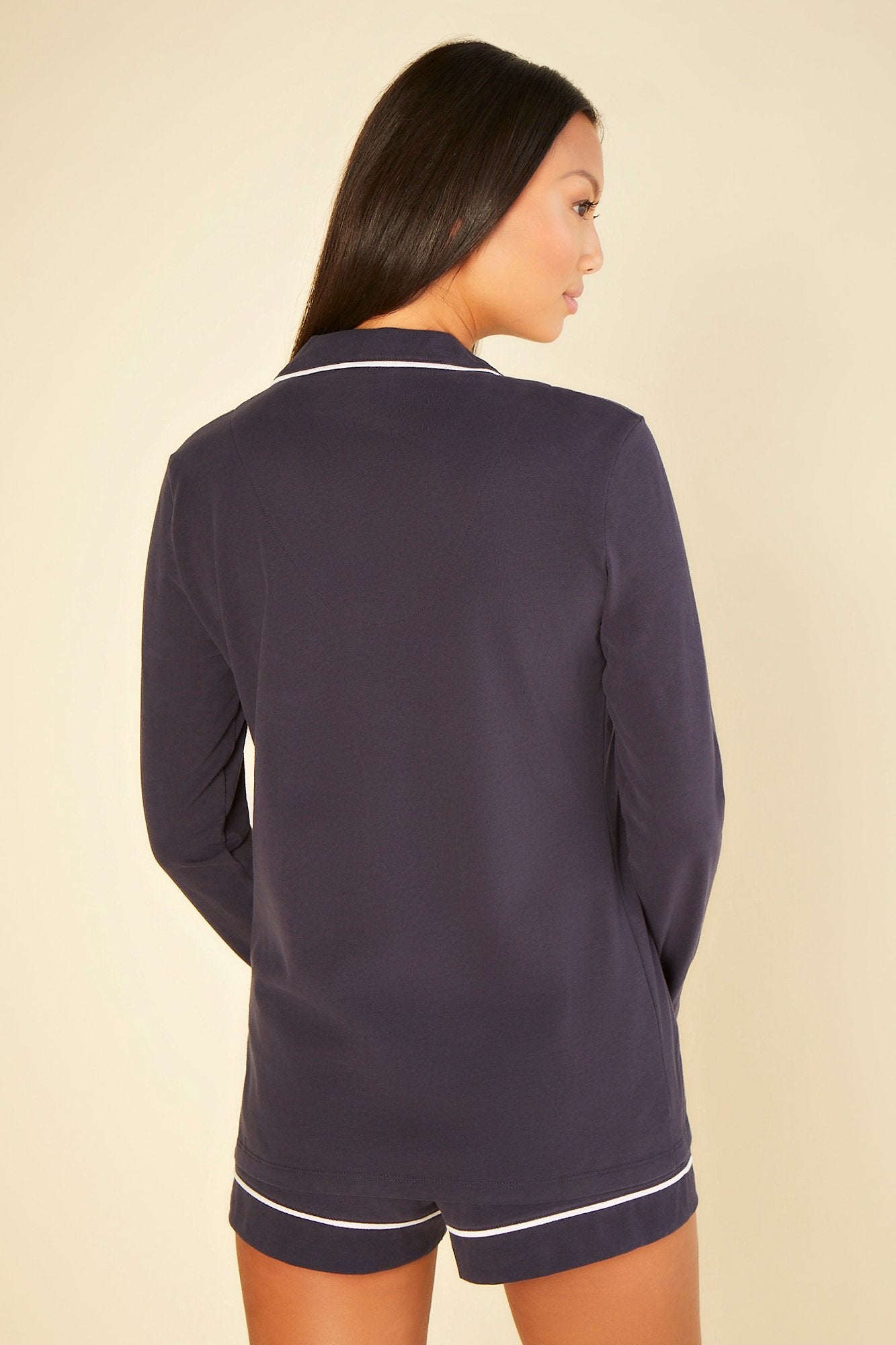 Blu Set - Bella Texture Set Pigiama Con Top A Manica Lunga E Boxer