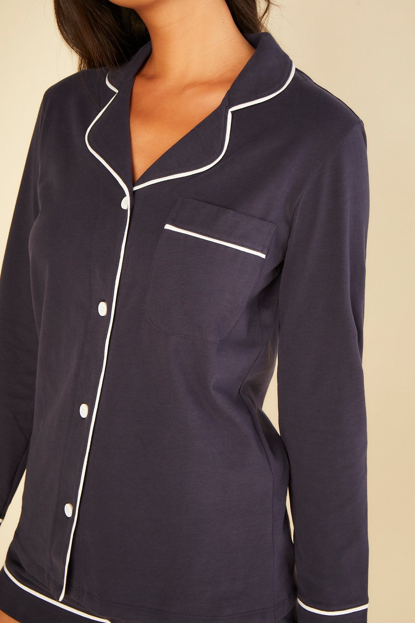 Blu Set - Bella Texture Set Pigiama Con Top A Manica Lunga E Boxer