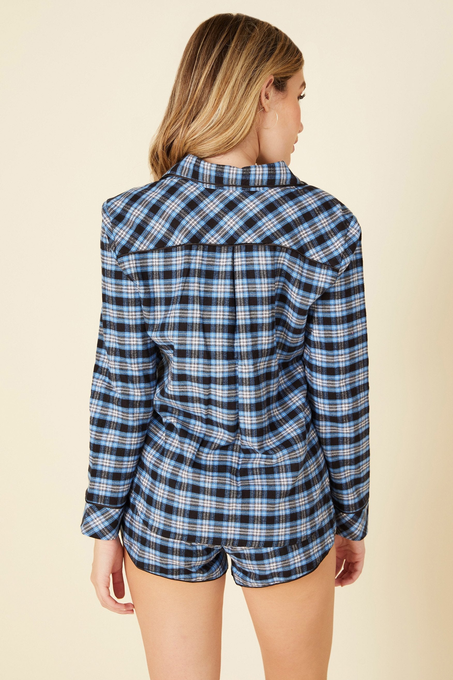 Azul Conjuntos - Bella Warm Conjunto De Manga Larga Y Bóxer