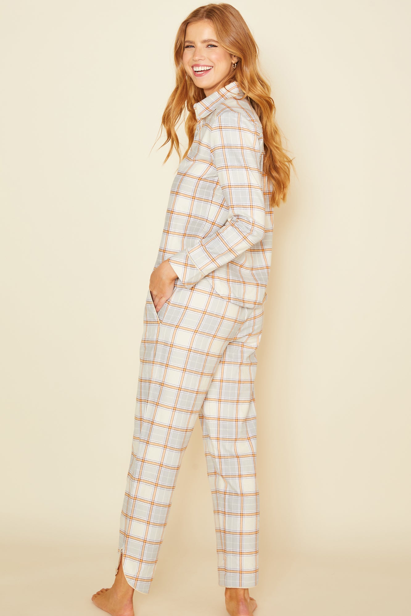 Naranja Conjuntos - Bella Warm Conjunto De Pijama Largo