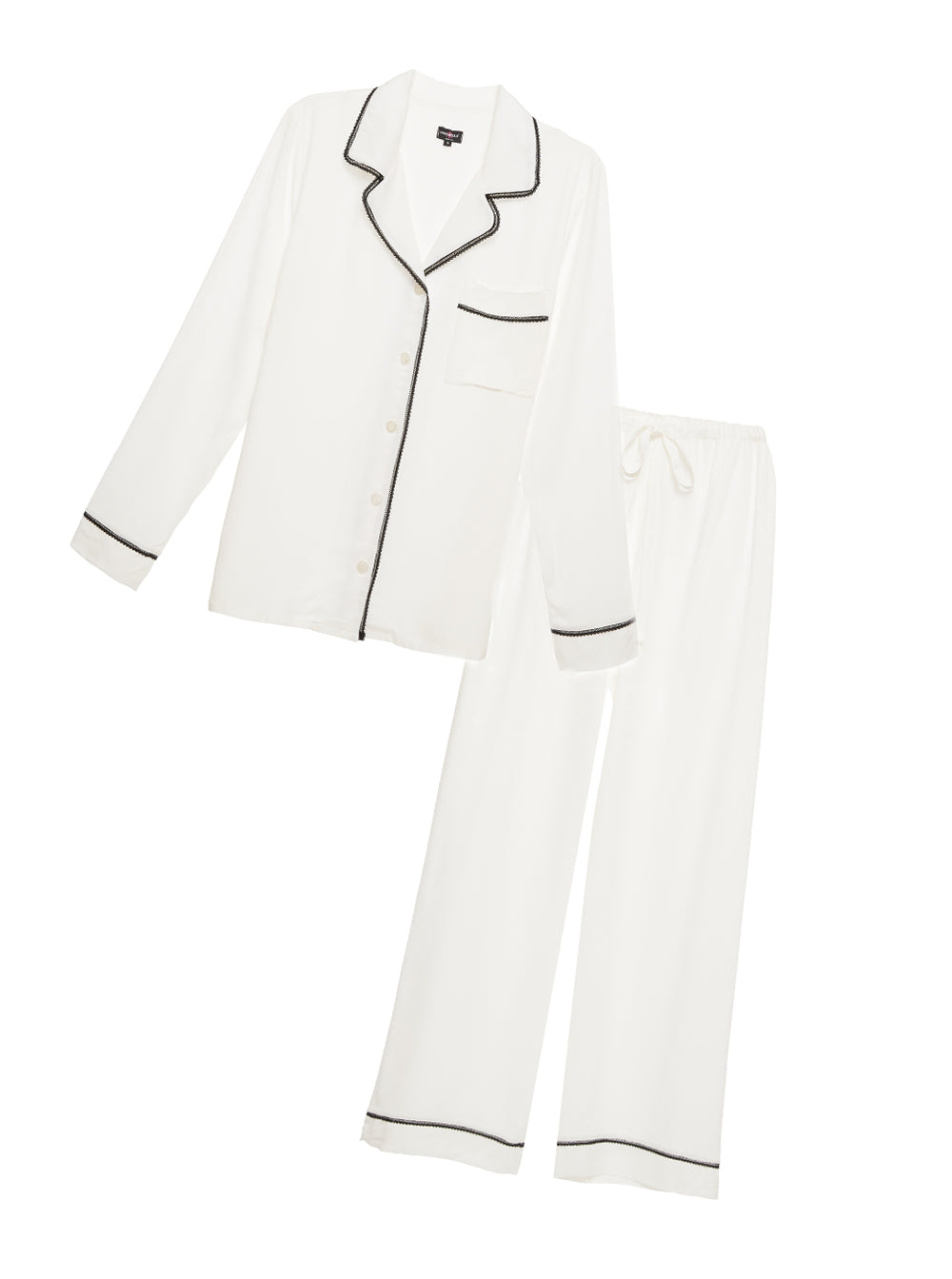 White Set, Artisian Long Sleeve Top & Pant Pajama Set
