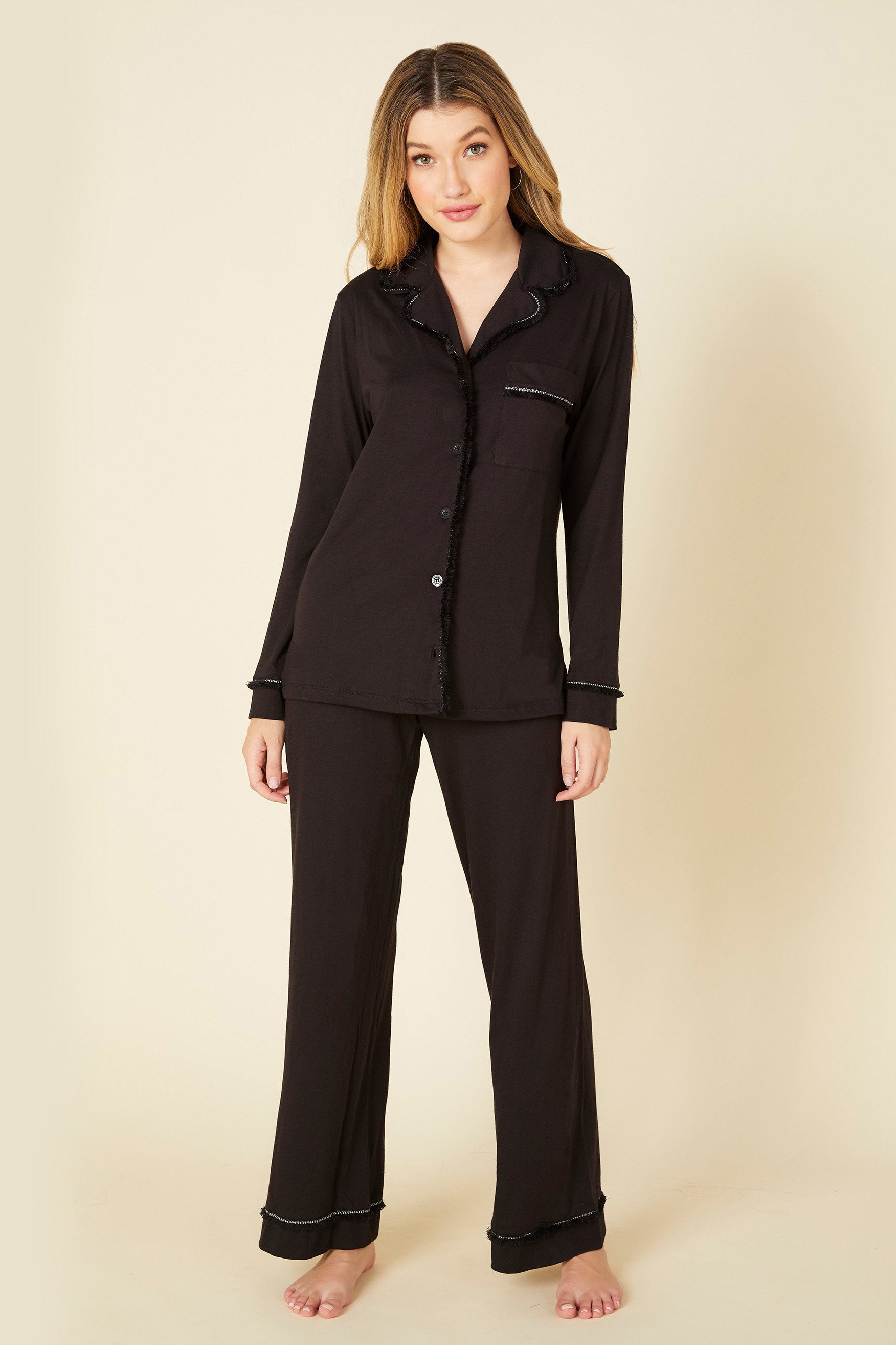 Nero Set - Artisian Top A Maniche Lunghe E Pantaloni