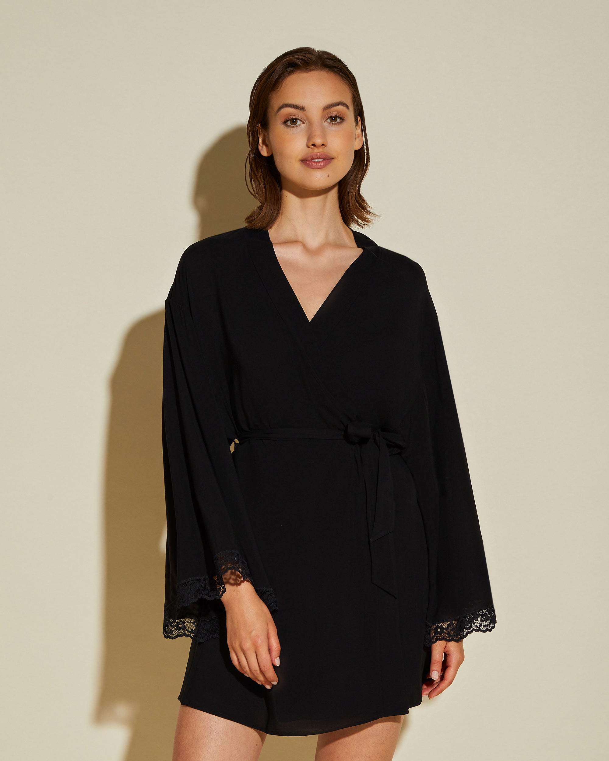 Noir Kimono Style Caftan - Brielle Robe De Chambre Kimono