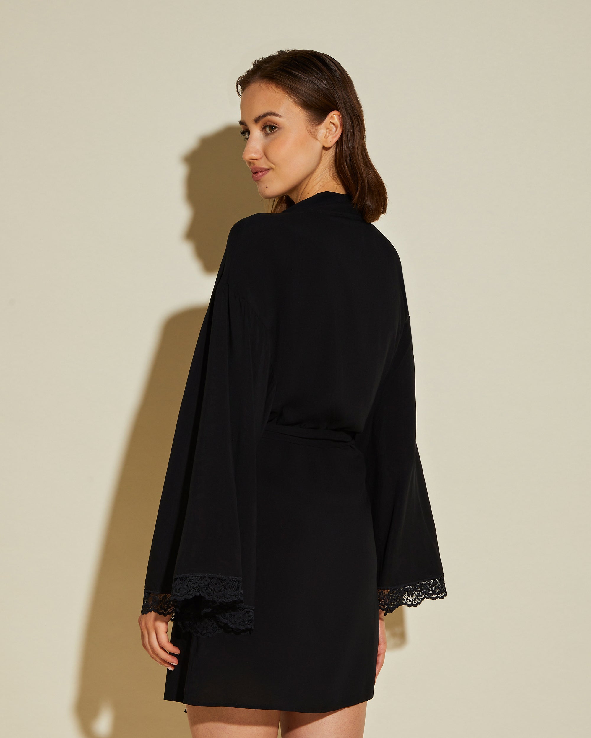 Noir Kimono Style Caftan - Brielle Robe De Chambre Kimono