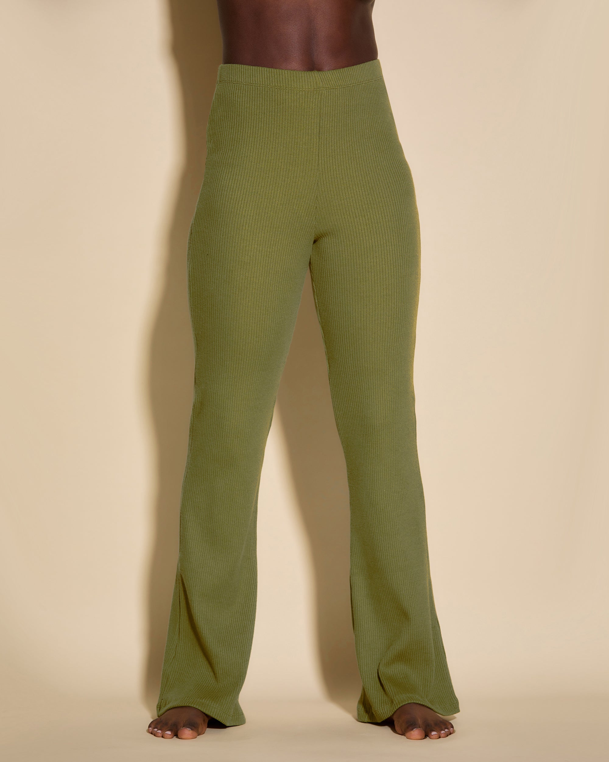 Verte Pantalon - Britt Pantalon Taille Haute Évasé