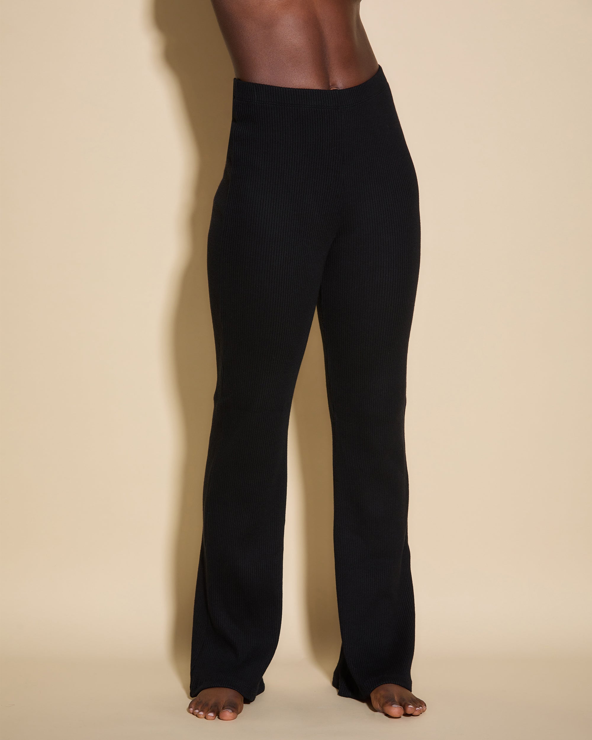 Noir Pantalon - Britt Pantalon Taille Haute Évasé