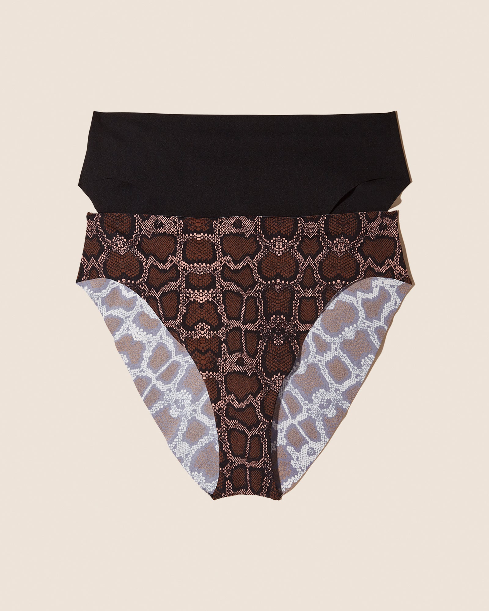 Multi Slip - Free Cut Printed Hochgeschnittenes Bikini-Höschen 2Er-Pack