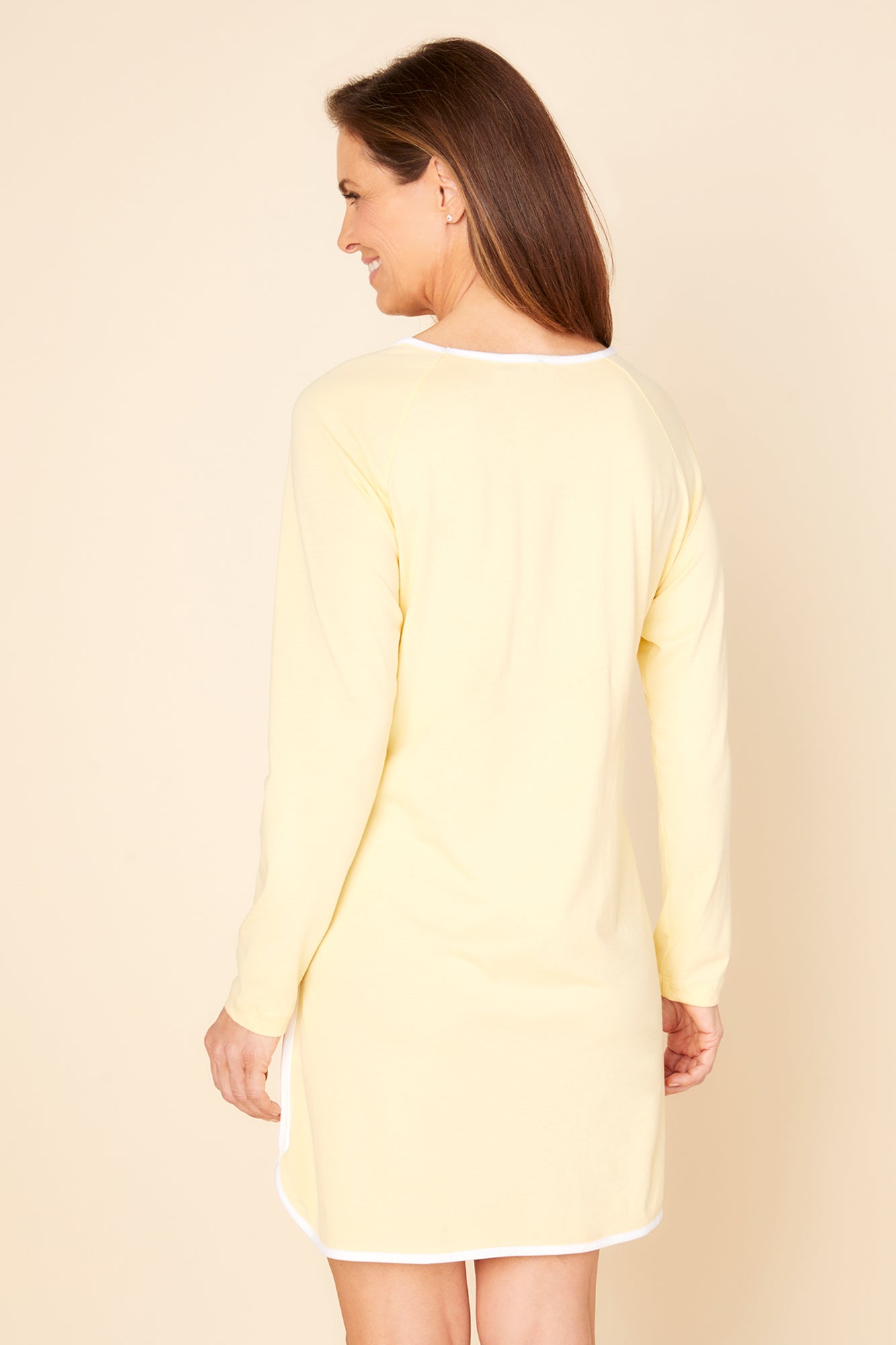 Giallo Maglie - Florida Lounge Camicia Da Notte A Maniche Lunghe