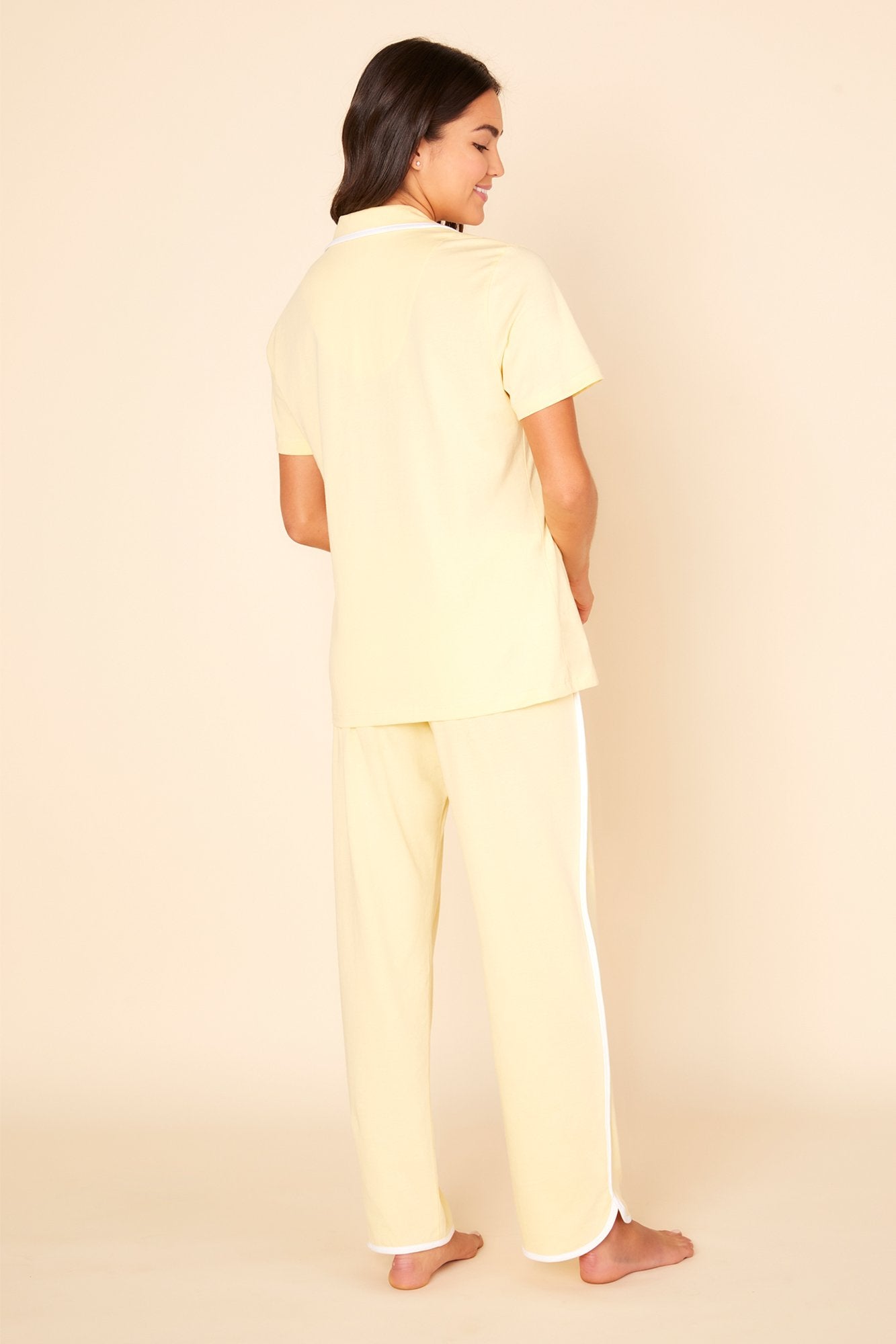 Jaune Ensemble - Florida Lounge Haut Manches Courtes & Pantalon