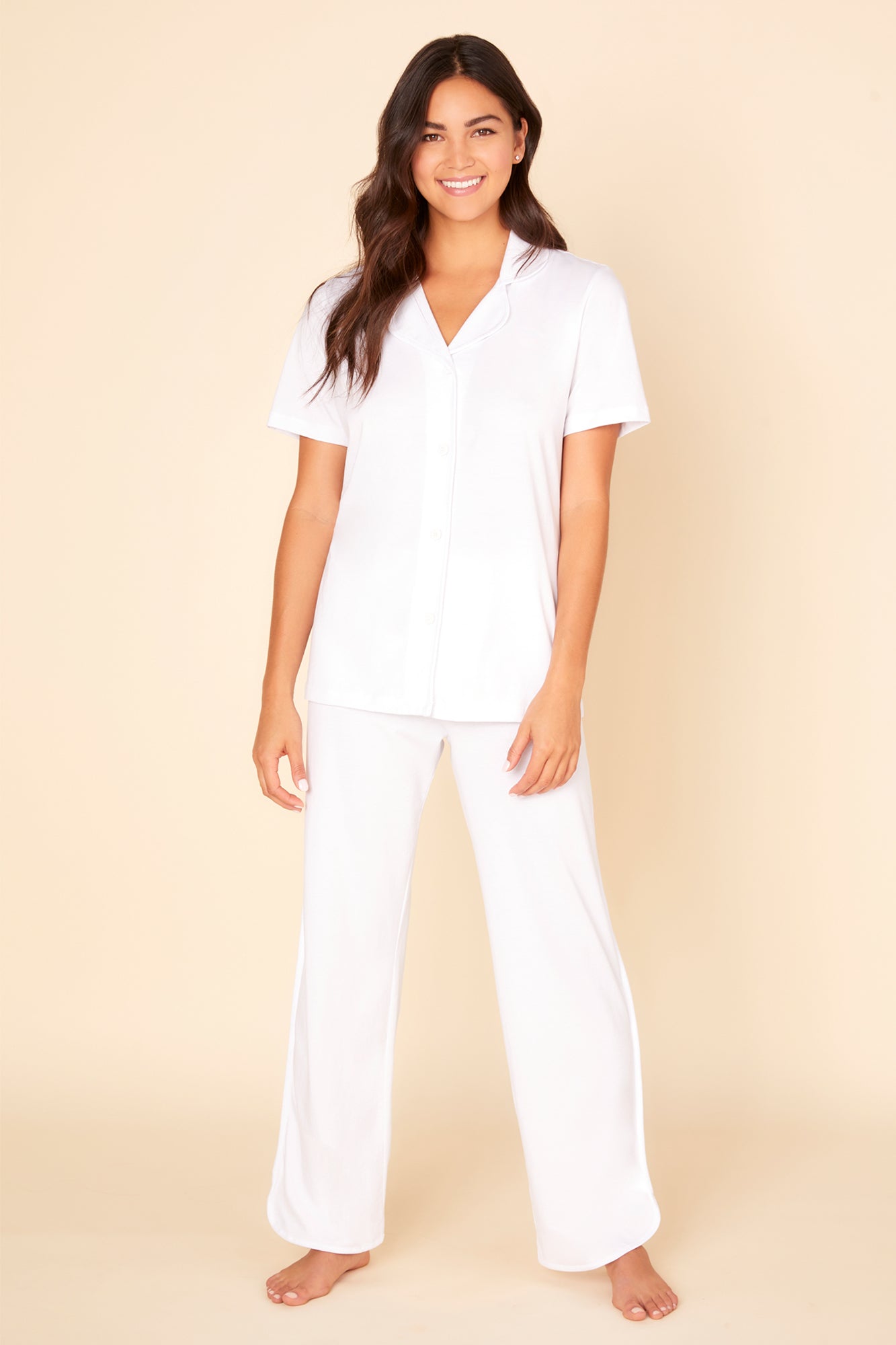 White Set - Florida Lounge Short Sleeve Top & Pant