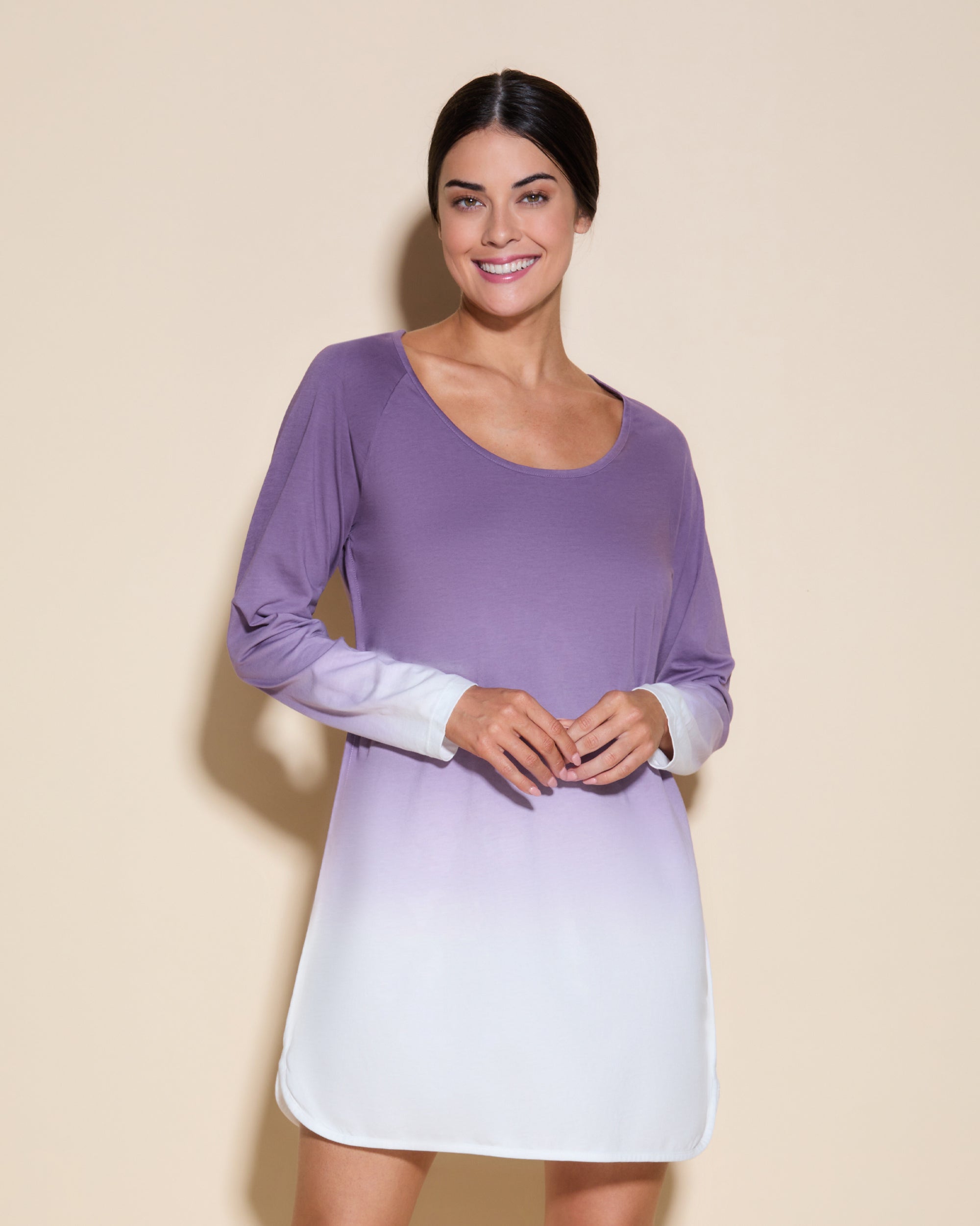 Violette Chemise - Florida Lounge Printed Chemise De Nuit Manches Longues