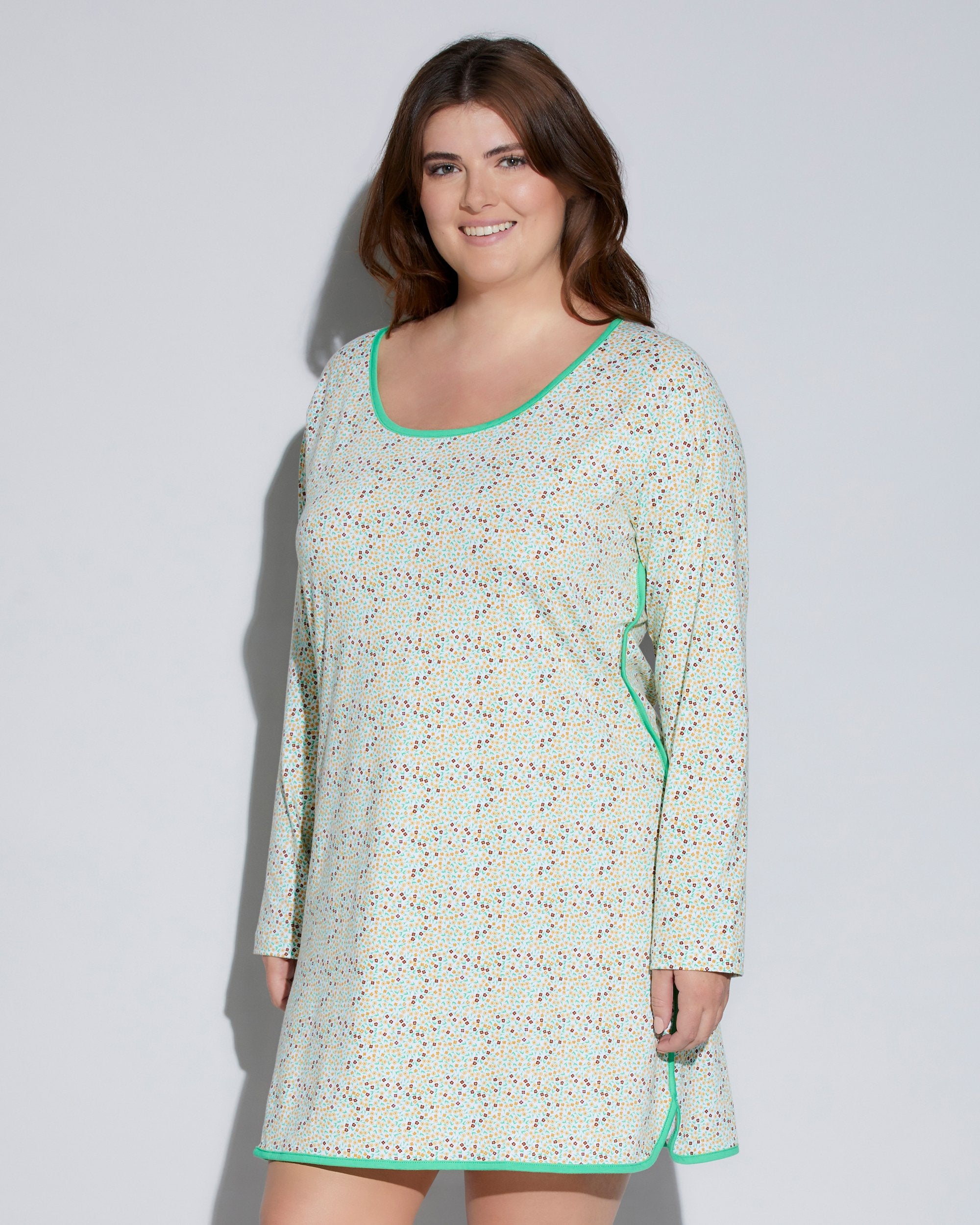 Rouge Chemise - Florida Lounge Print Chemise De Nuit Manches Longues