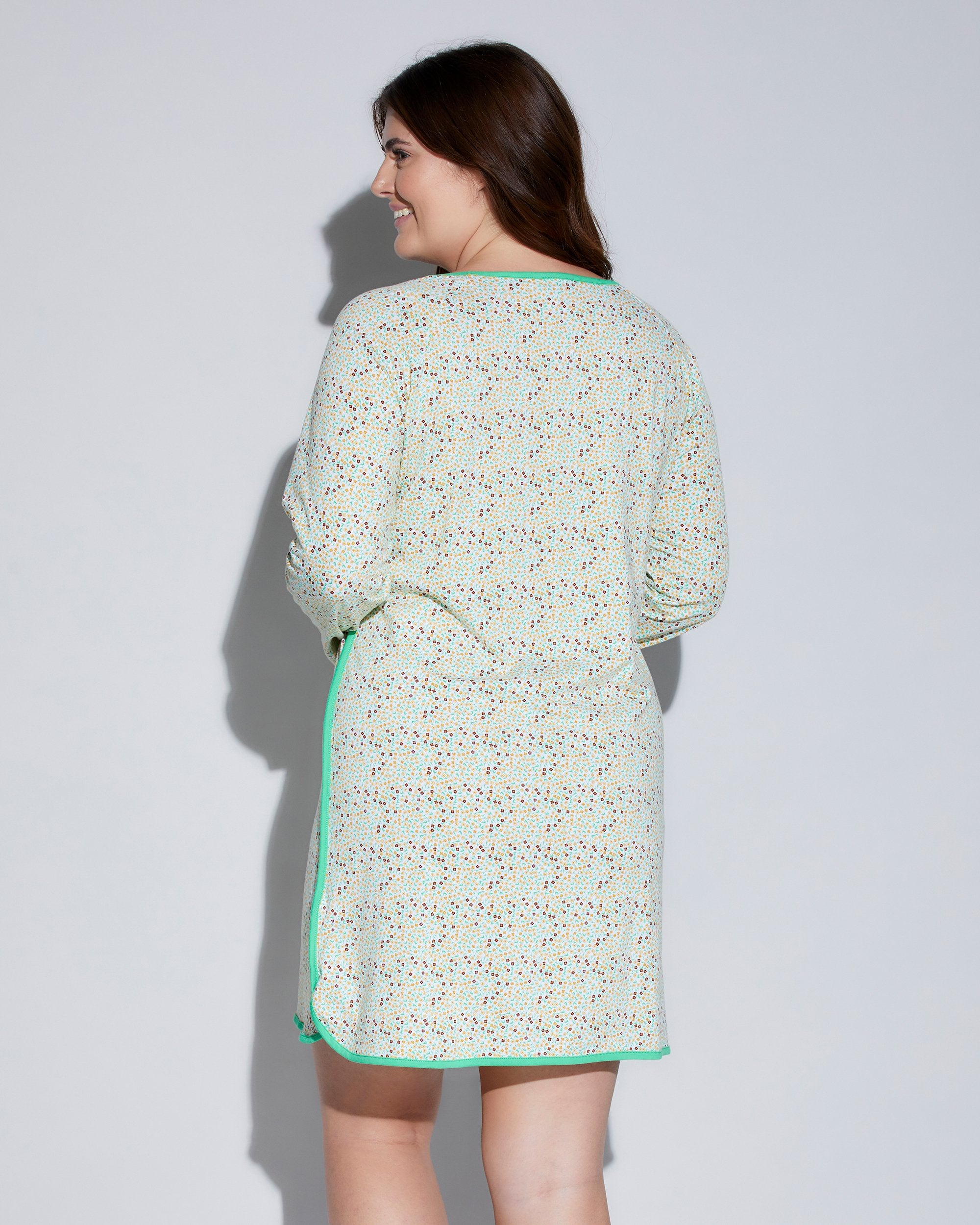 Rossa Maglie - Florida Lounge Print Camicia Da Notte A Maniche Lunghe