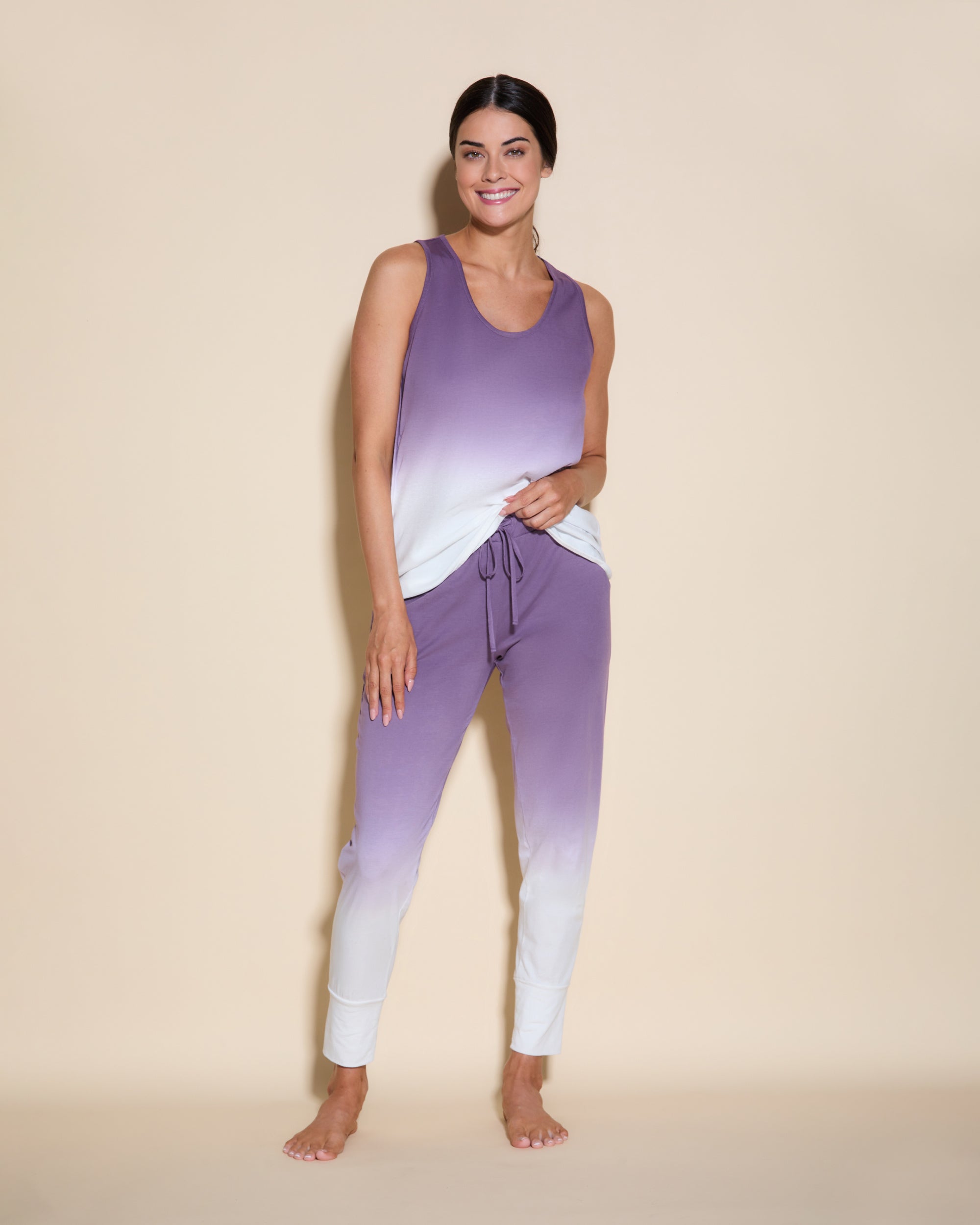 Purple Set - Florida Lounge Printed Print Tank Jogger Set