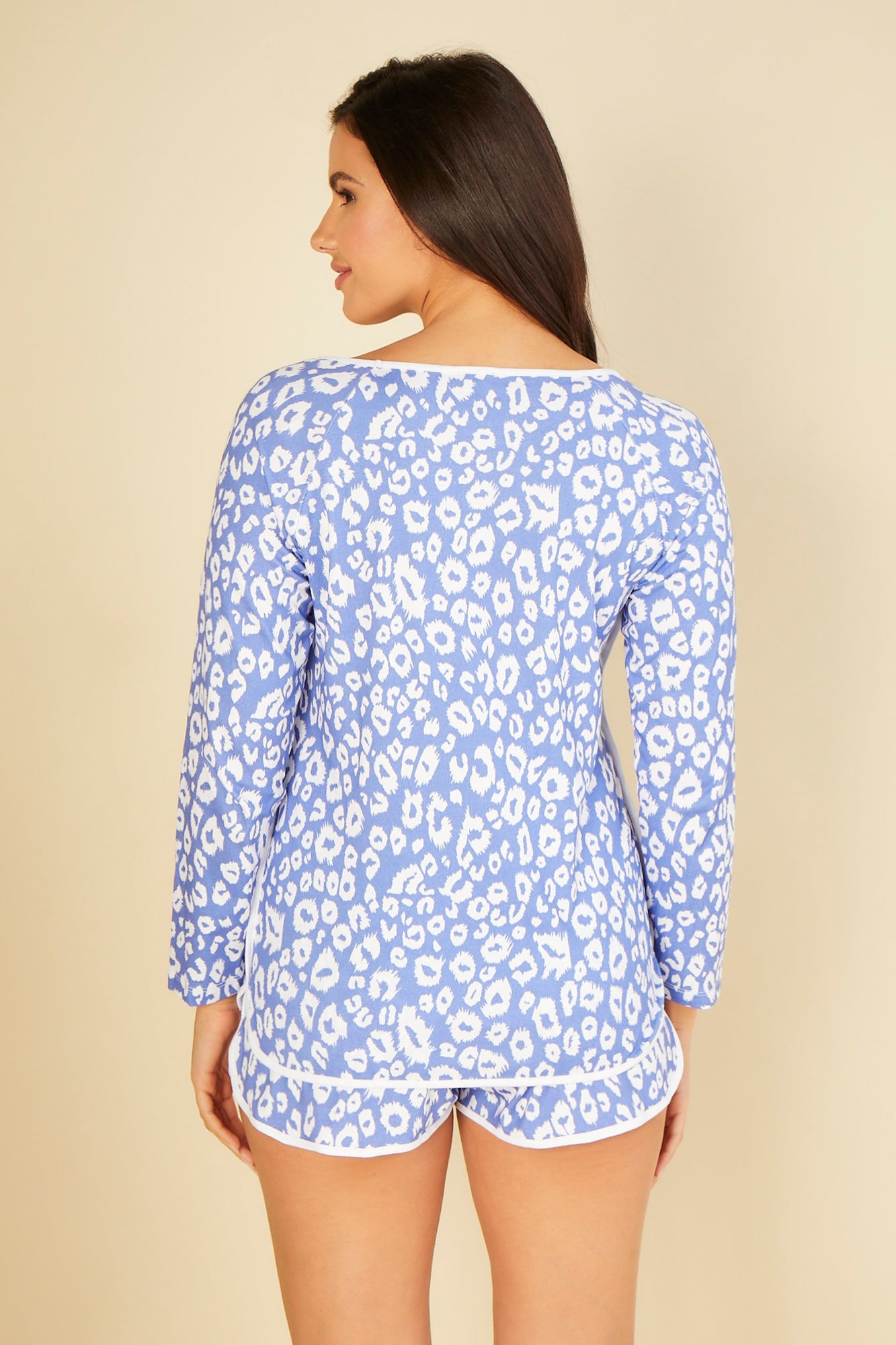 Bleue Chemise - Florida Lounge Print Haut Manches Longues & Short