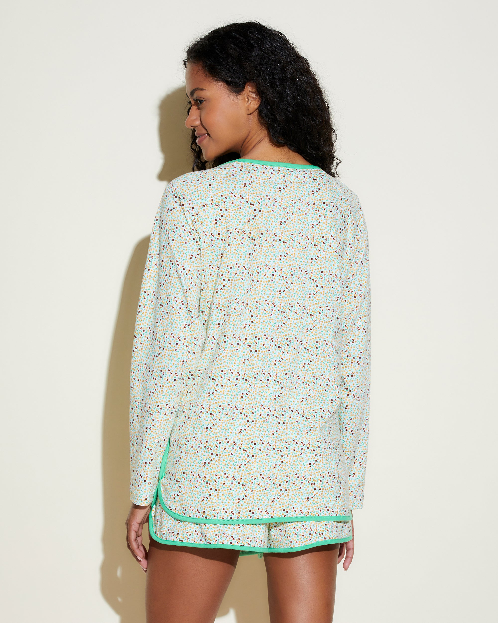 Roja Camisas - Florida Lounge Print Camiseta De Manga Larga Y Shorts