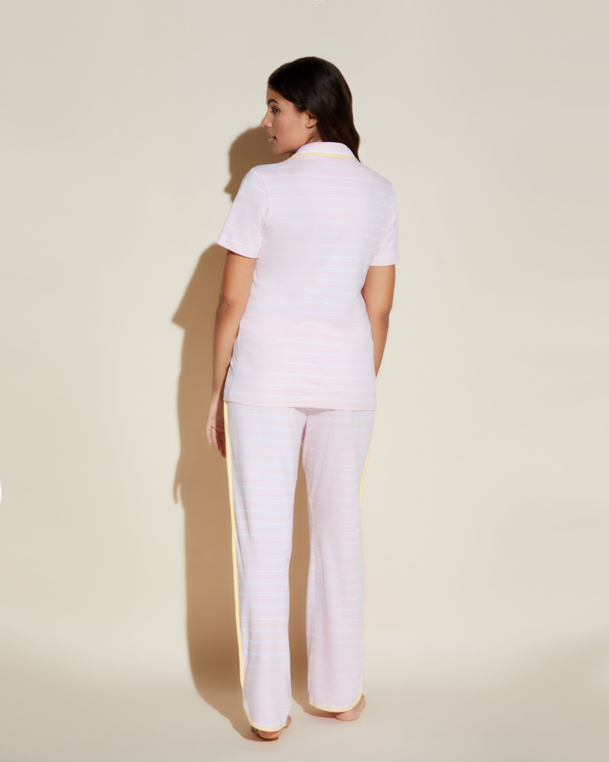 Rosada Conjuntos - Florida Lounge Print Camisa De Manga Corta Y Pantalones Largos