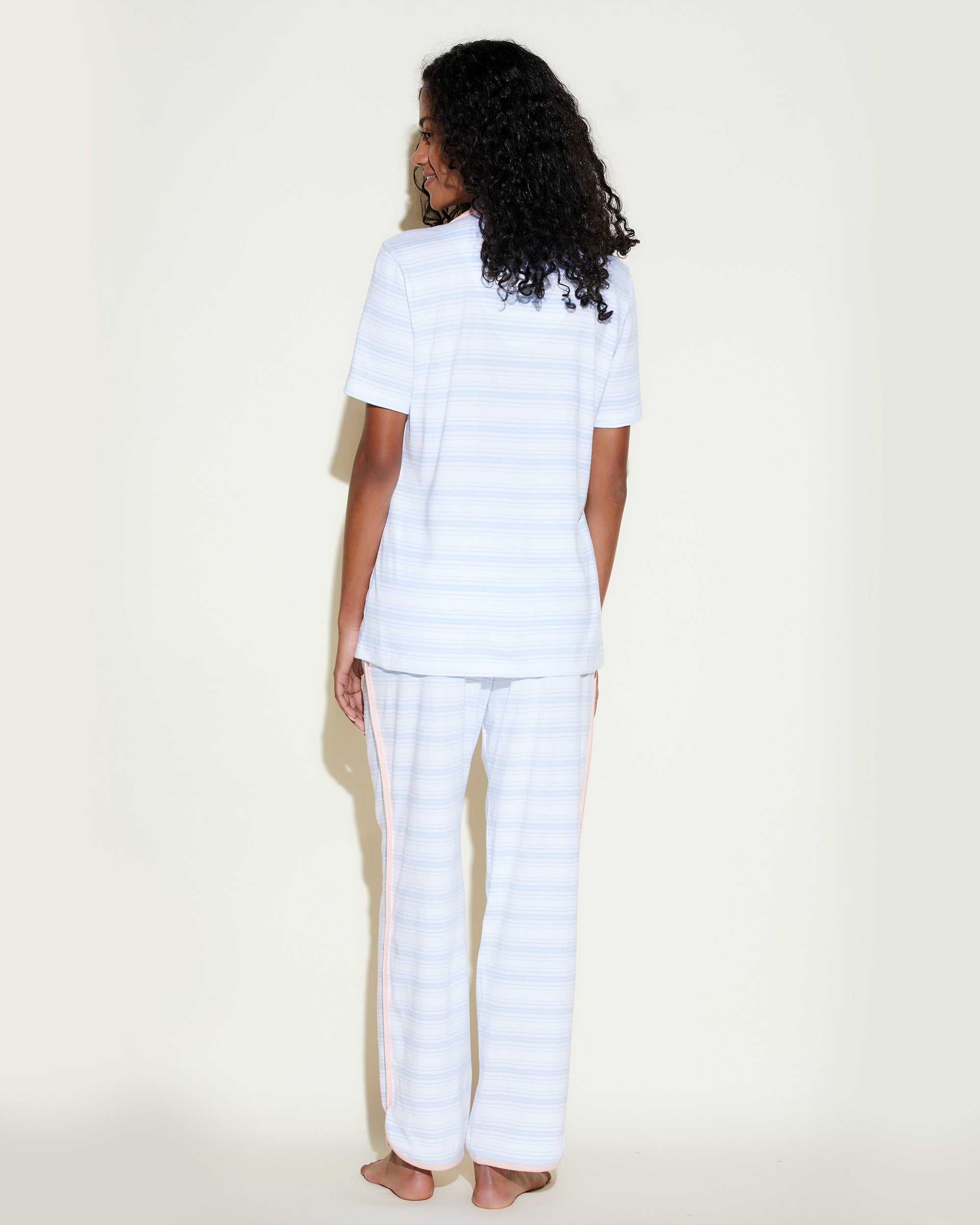 Blu Set - Florida Lounge Print Pantalone E Top A Maniche Corte