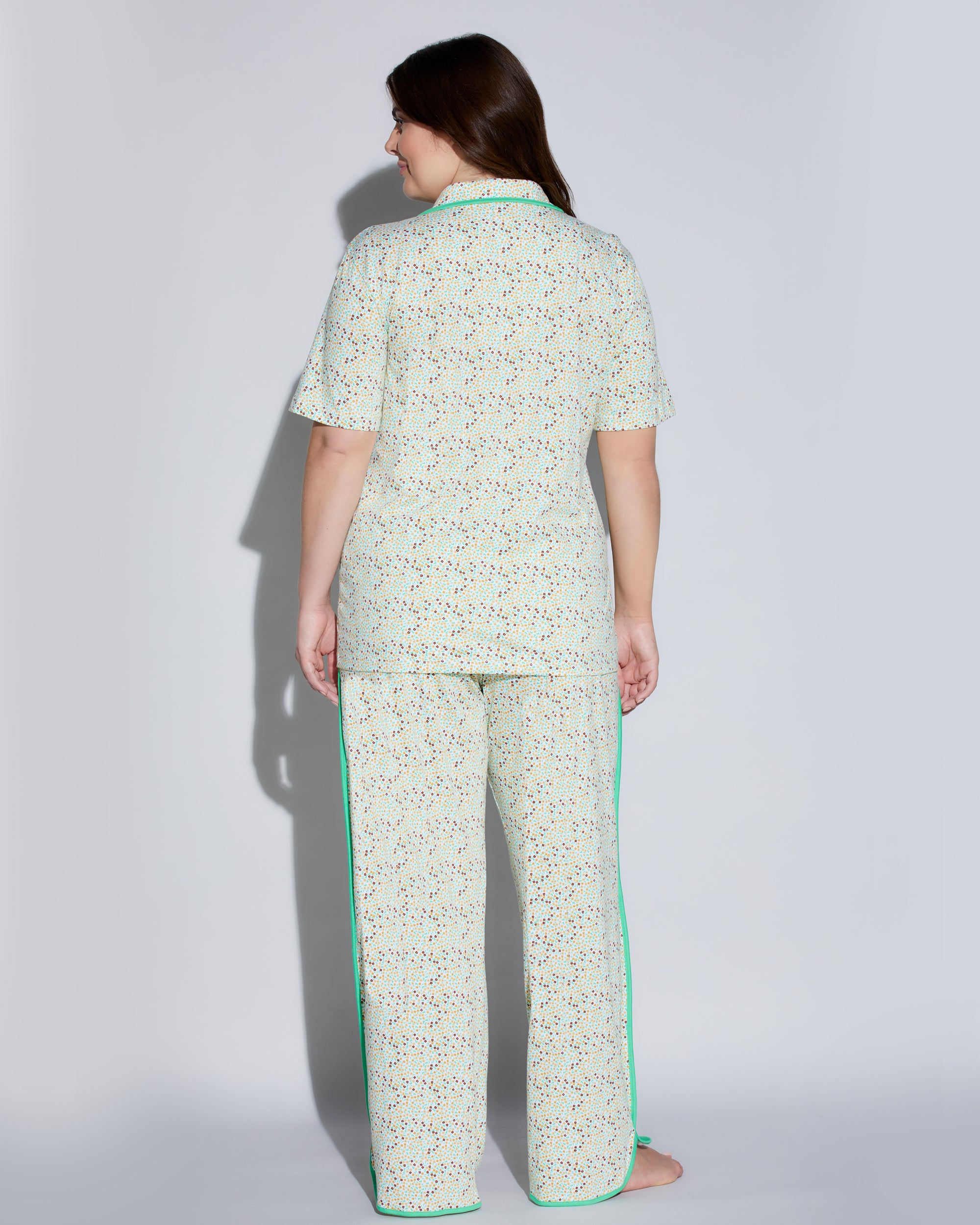 Rossa Set - Florida Lounge Print Pantalone E Top A Maniche Corte