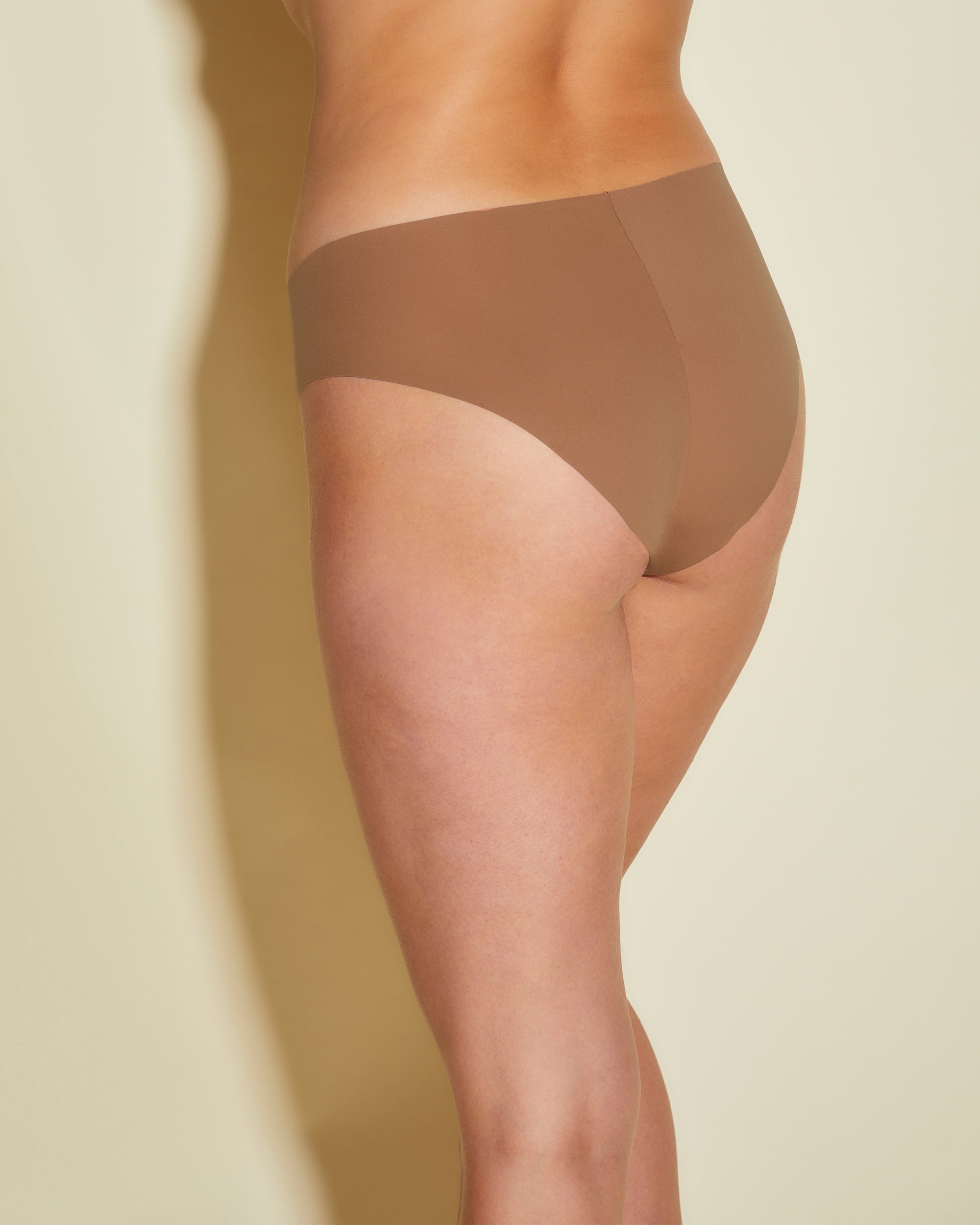 Marrone Slip Sgambati - Free Cut Micro Bikini A Vita Alta Taglie Comode