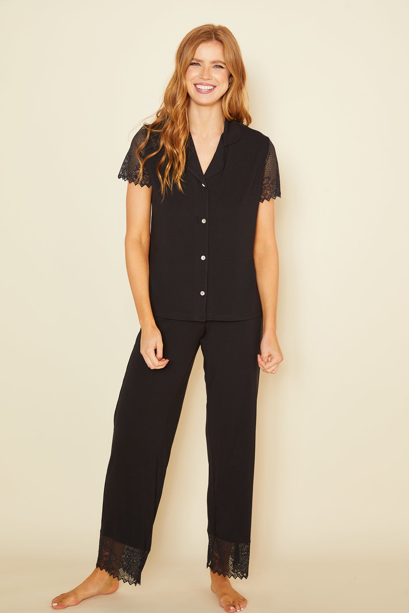 Black Set - Leonora Short Sleeve Top & Pant