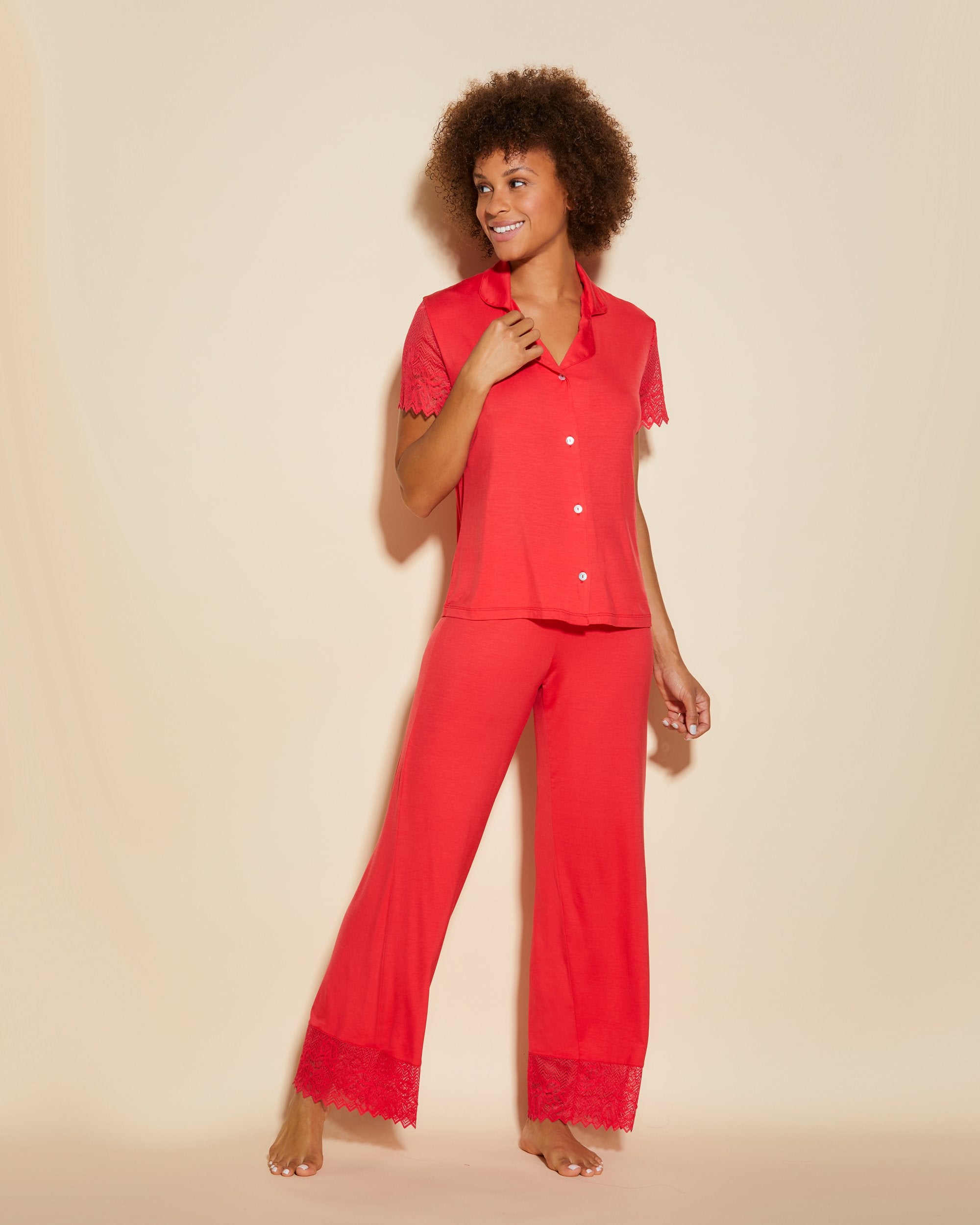 Roja Conjuntos - Leonora Pantalón Y Camisa De Manga Corta