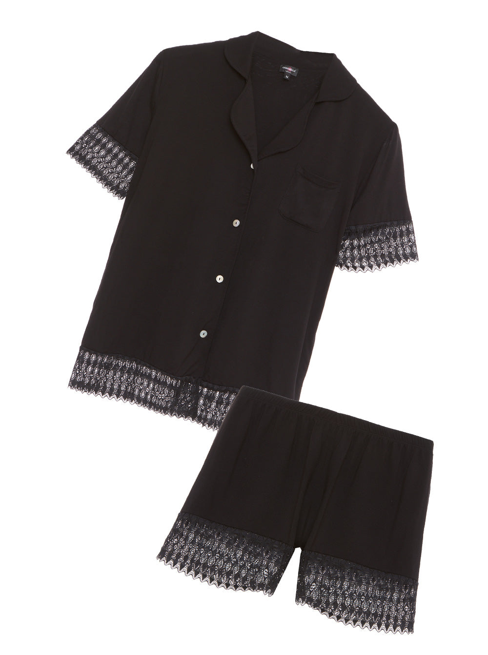 Negro Conjuntos, Lunna Sleep Conjunto De Pijama - Con Pantalón Corto Y Top De Manga Corta