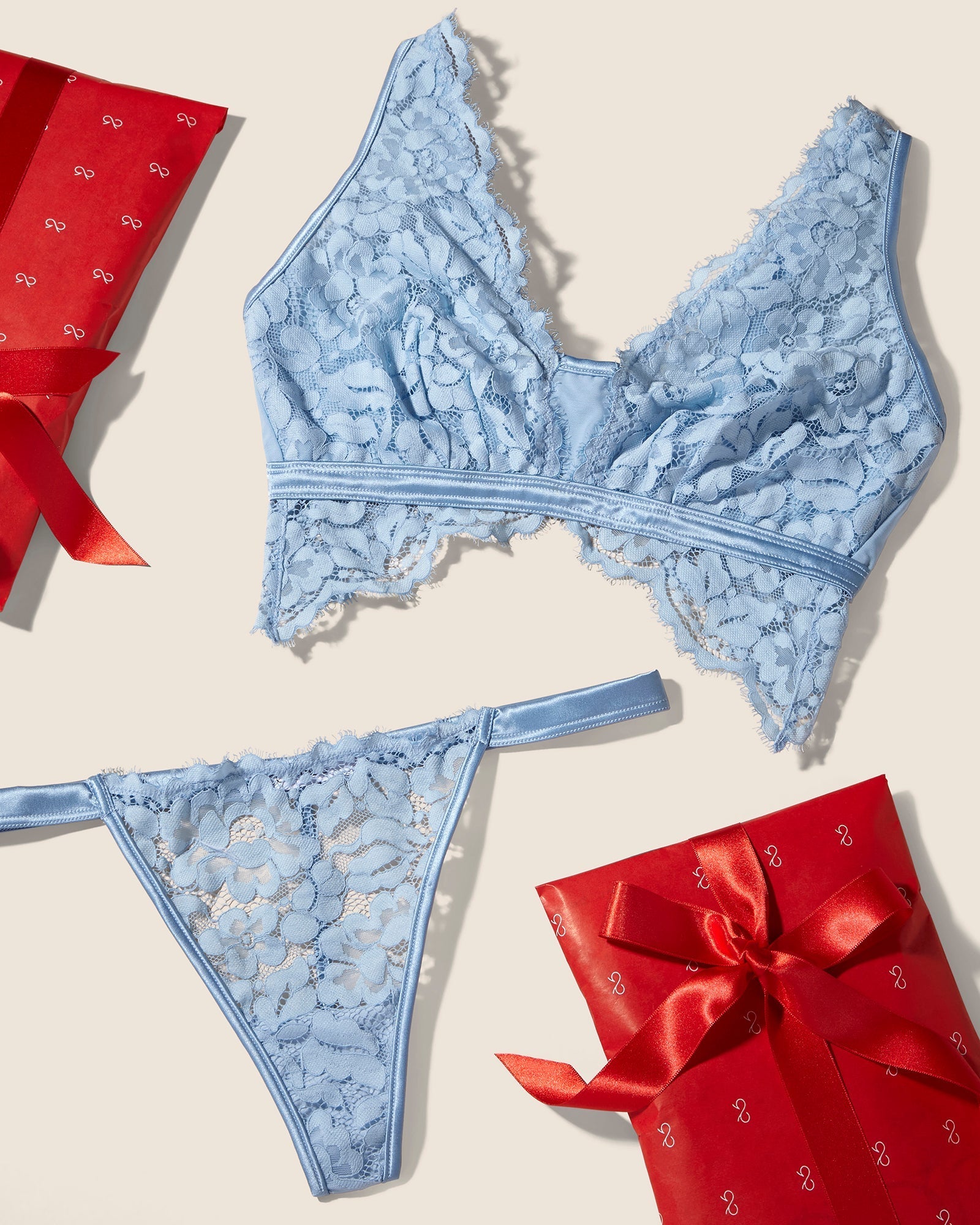 Azul Conjuntos - Magnolia Conjunto De Tanga De Hilo Y Bralette Curvy