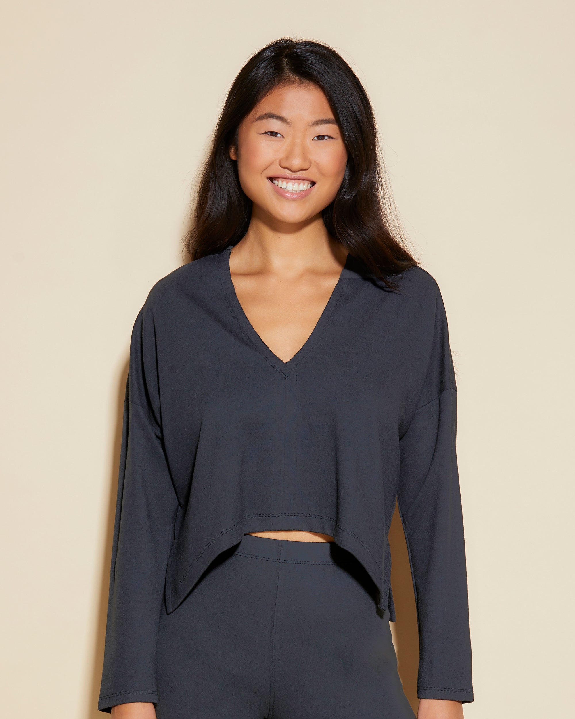 Nero Top - Michi Top Con Doppia Scollatura A V