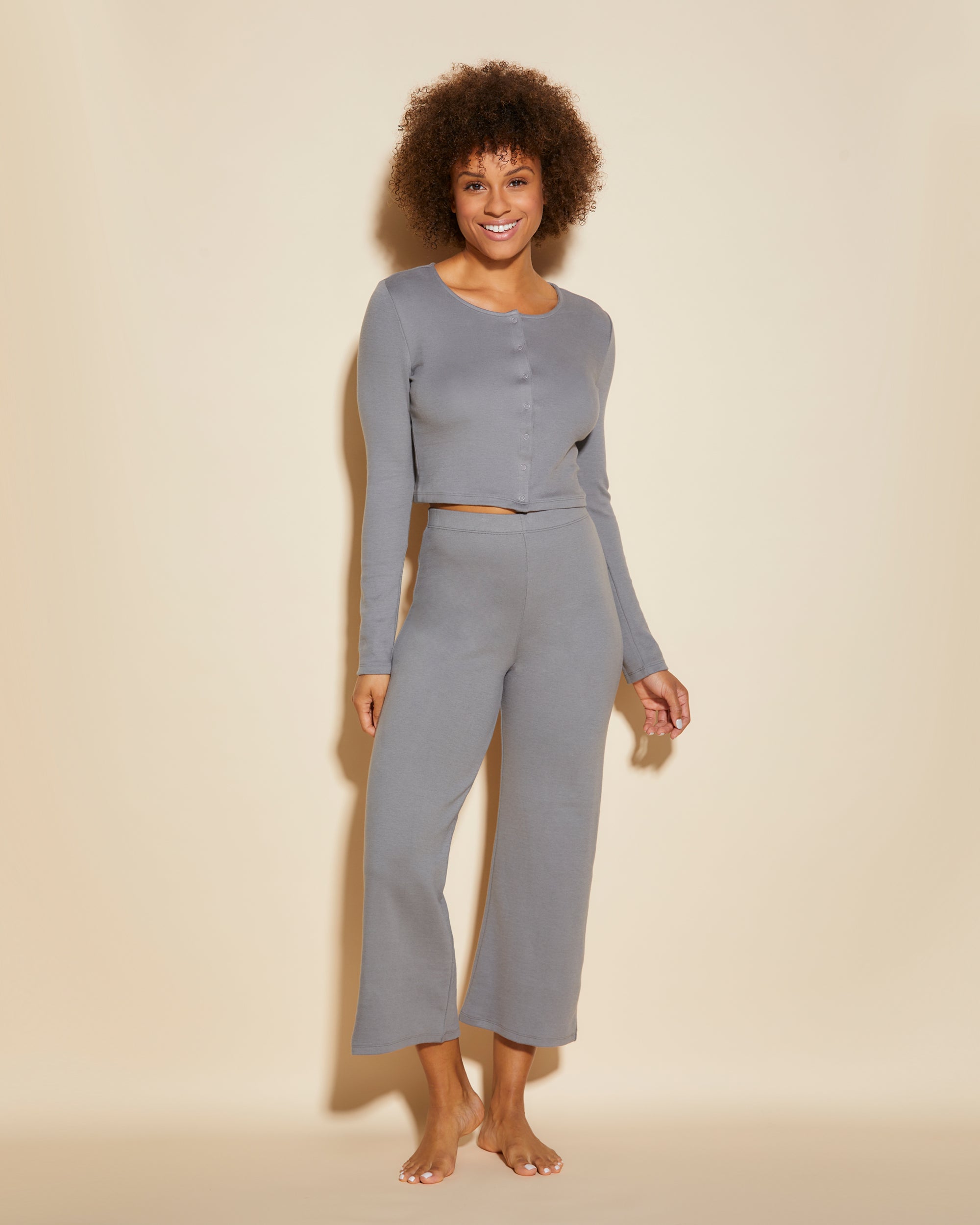 Gris Pantalones - Michi Pantalones Cropped Flare