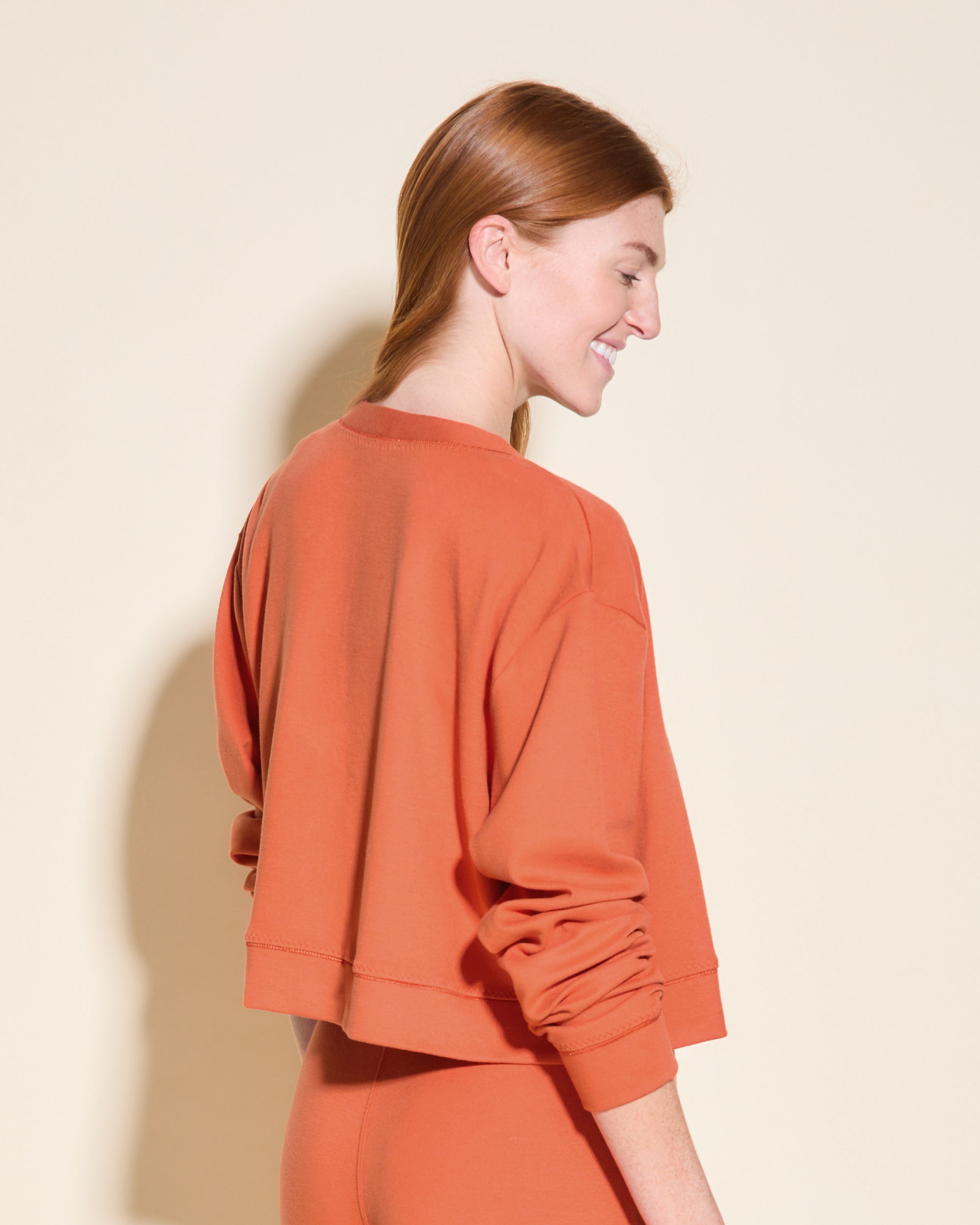 Orange Cardigan - Michi Cropped Boxy Strickjacke