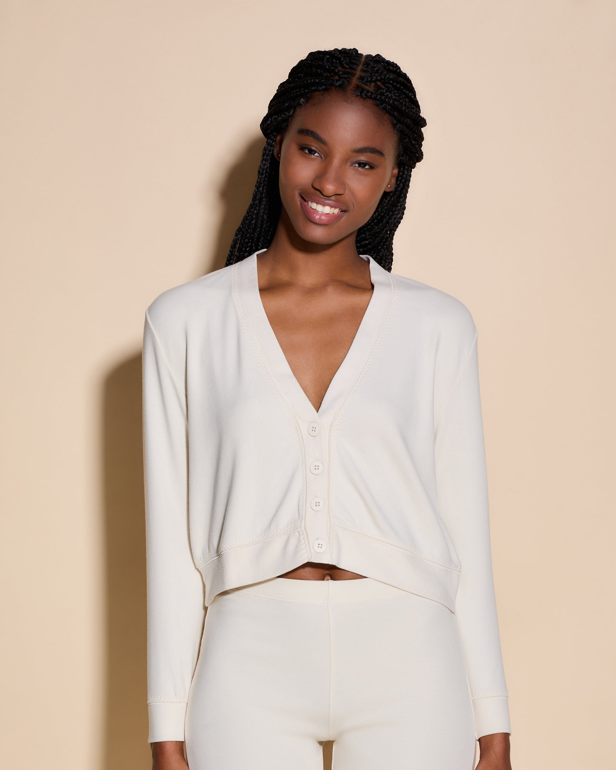 Blanca Chaquetas Cárdigan - Michi Cárdigan Cropped Cuadrado