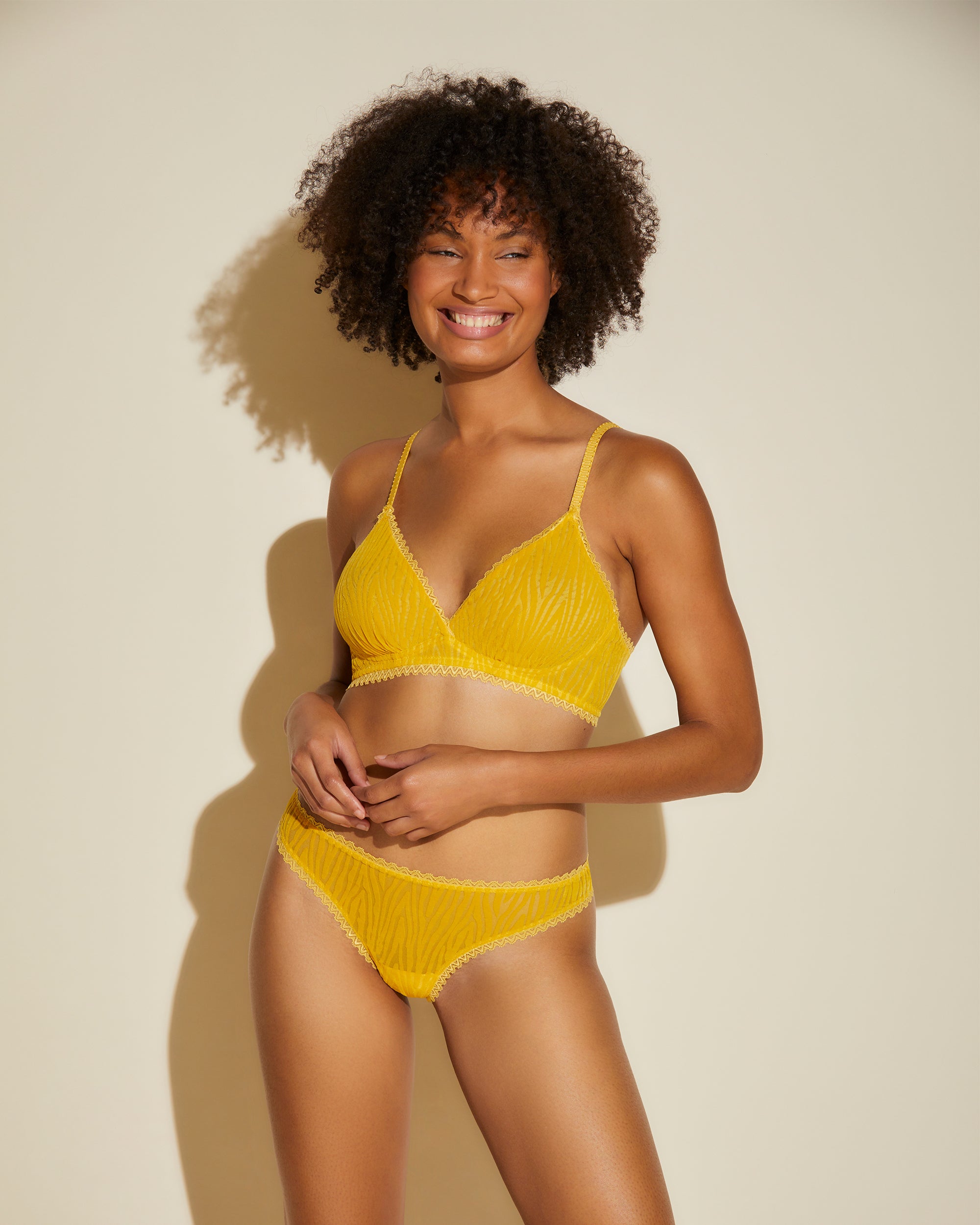 Yellow Bralette - Mesh Temptation Flock Bralette