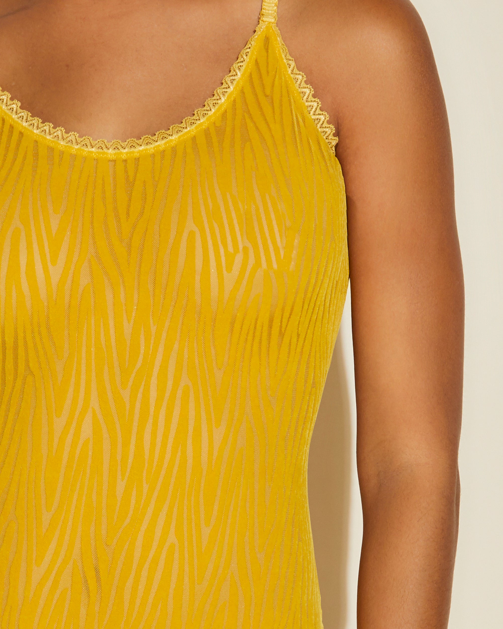 Yellow Teddy - Mesh Temptation Flock Bodysuit