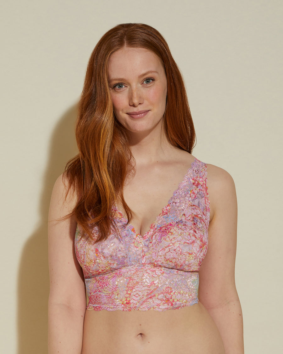 Gedruckt Bralette - Never Say Never Printed Curvy Longline Bralette Mit Tiefem Ausschnitt