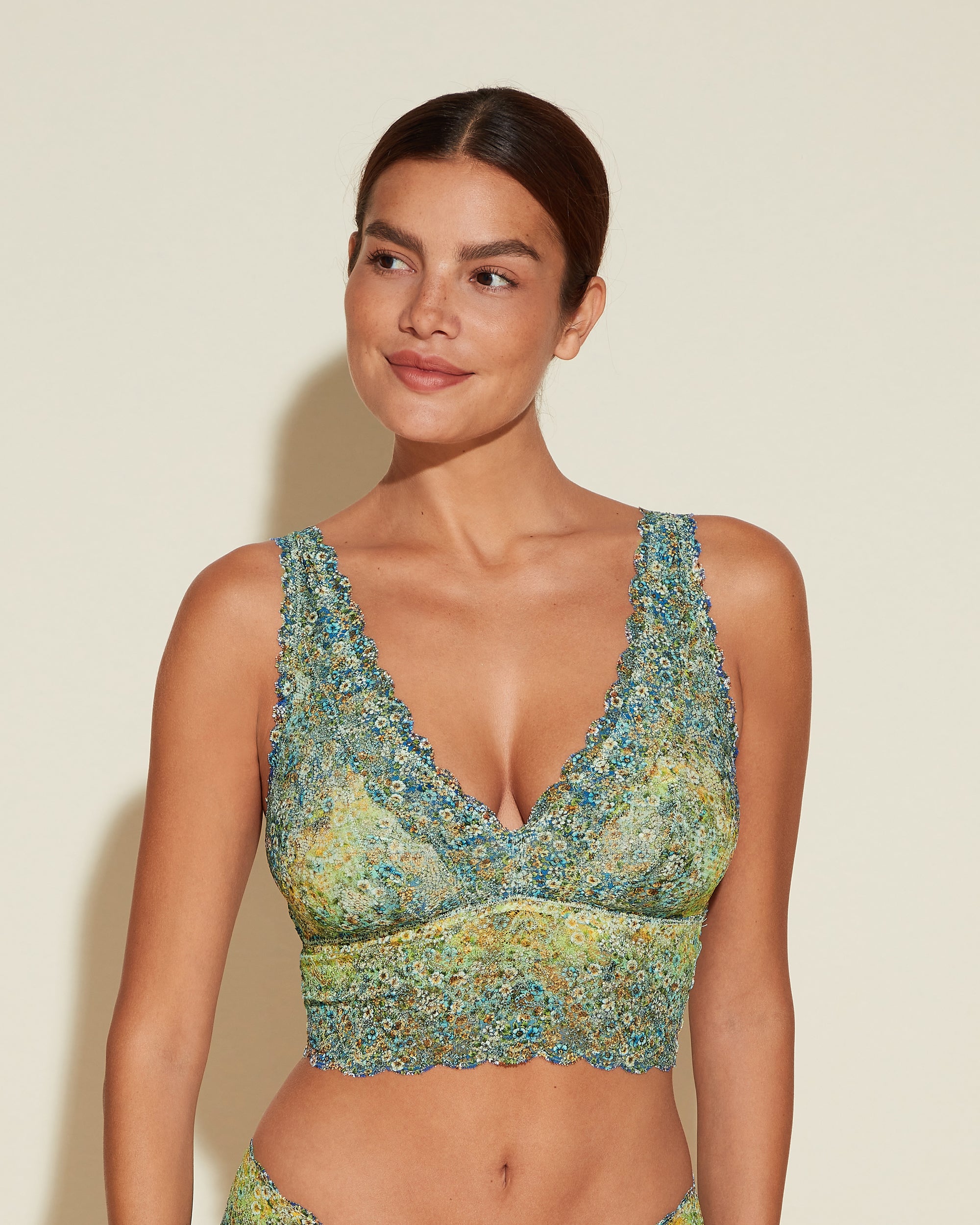 Stampa Bralette - Never Say Never Printed Bralette Alta Con Scollatura Profonda