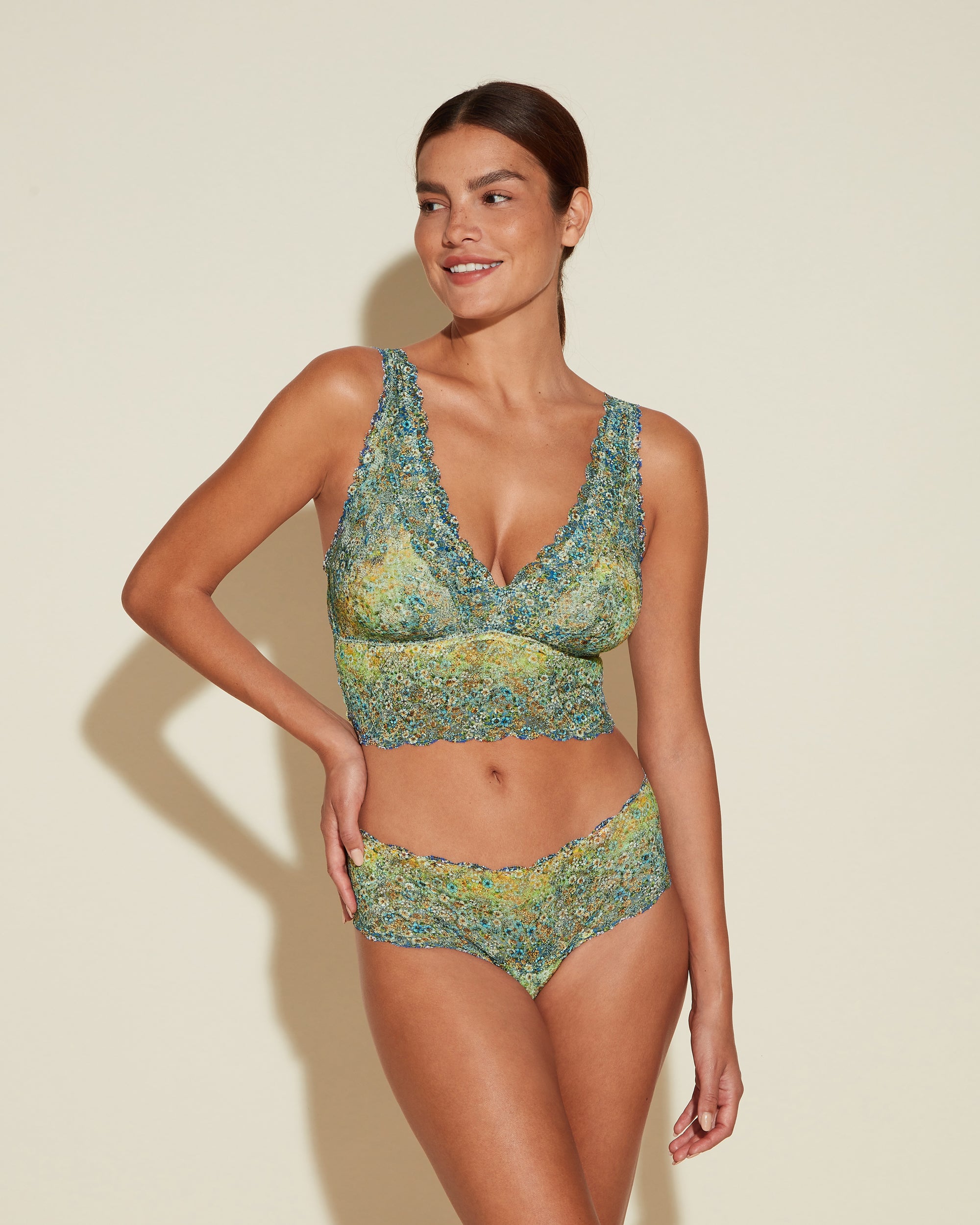 Gedruckt Bralette - Never Say Never Printed Longline Plungie-Bralette