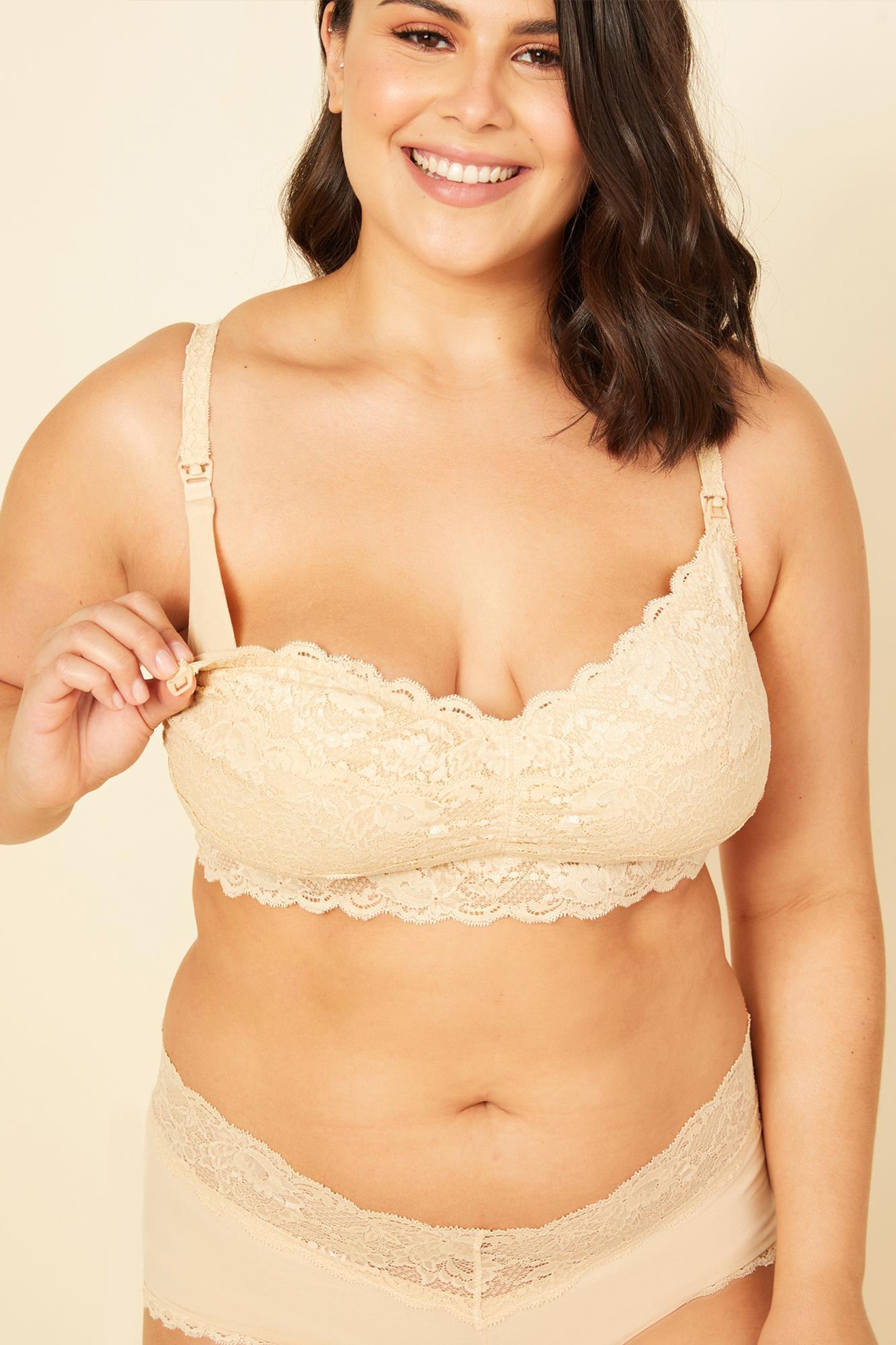 Beige Bralette - Never Say Never Bralette Premaman Per L'Allattamento Mommie