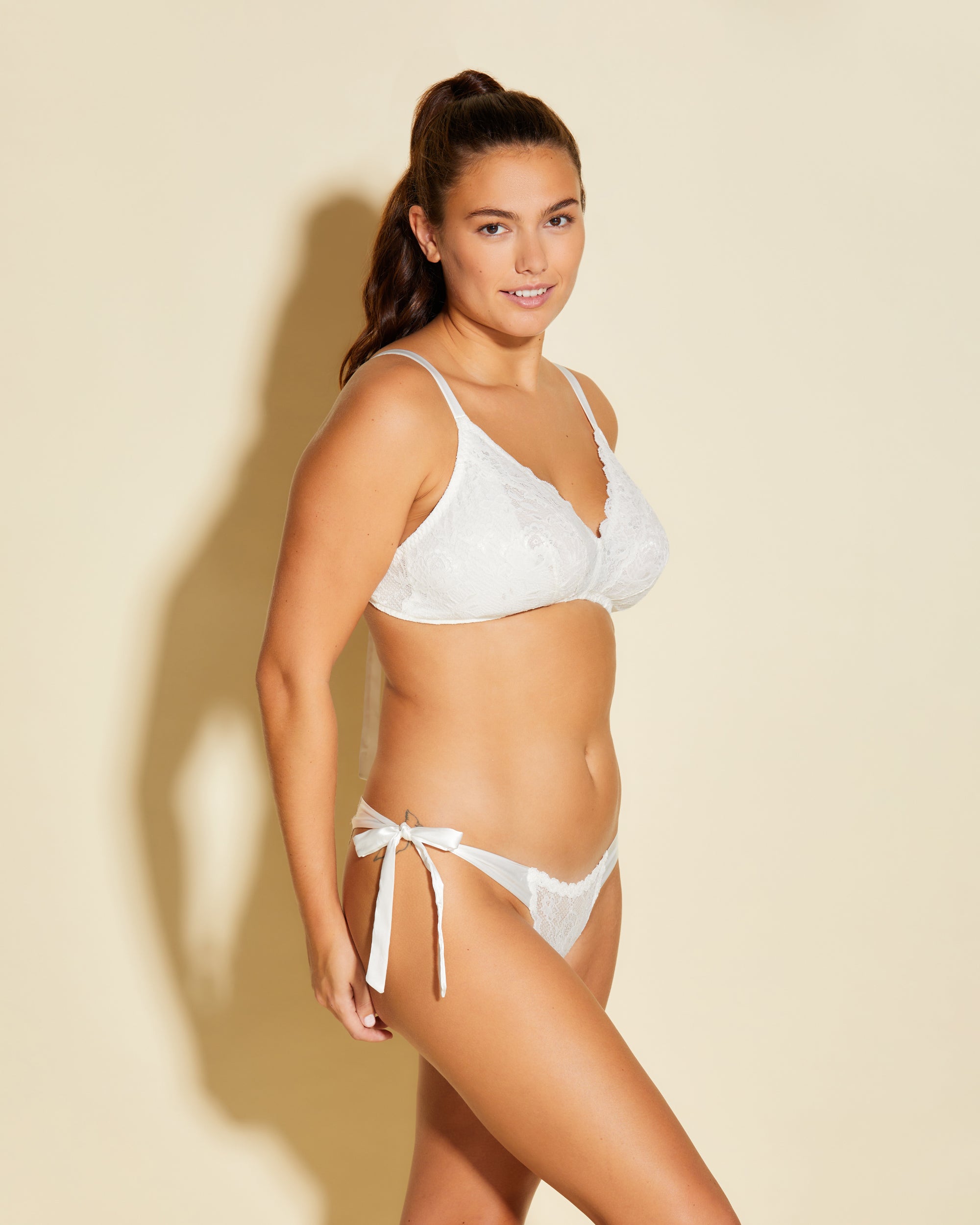 Weiß Bralette - Never Say Never Tie Me Up Curvy Triangel-Bralette