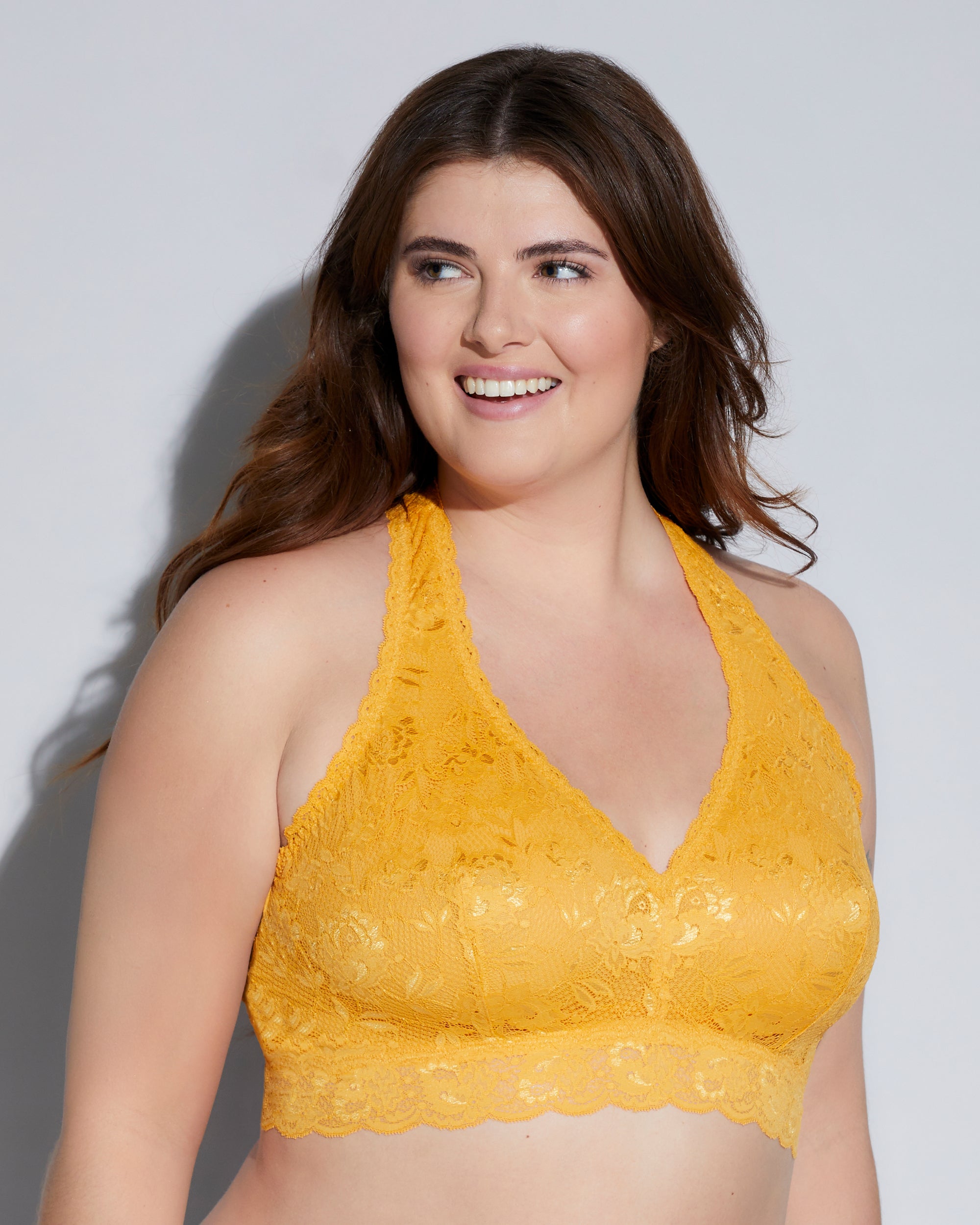 Giallo Bralette - Never Say Never Bralette Taglie Comode Racie Con Spalline Incrociate