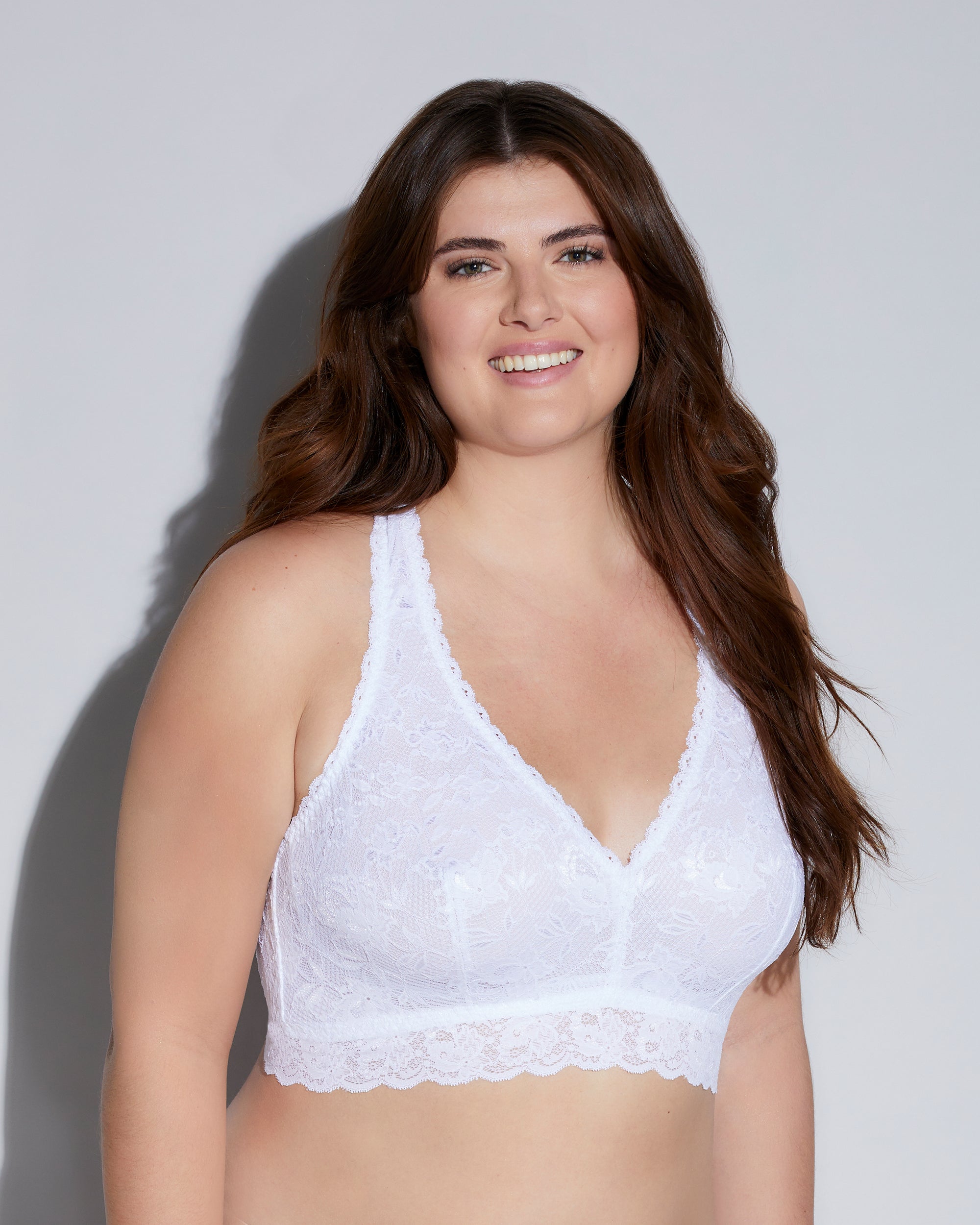 Bianco Bralette - Never Say Never Bralette Taglie Comode Racie Con Spalline Incrociate