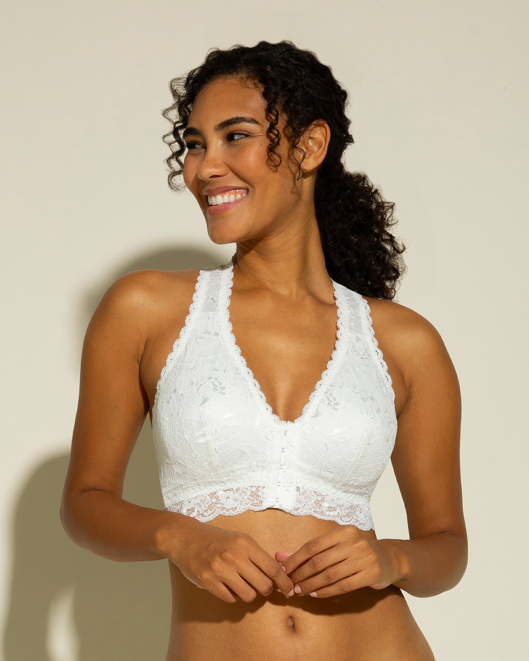 Blanca Bralette - Never Say Never Bralette Para El Postoperatorio Con Cierre Frontal