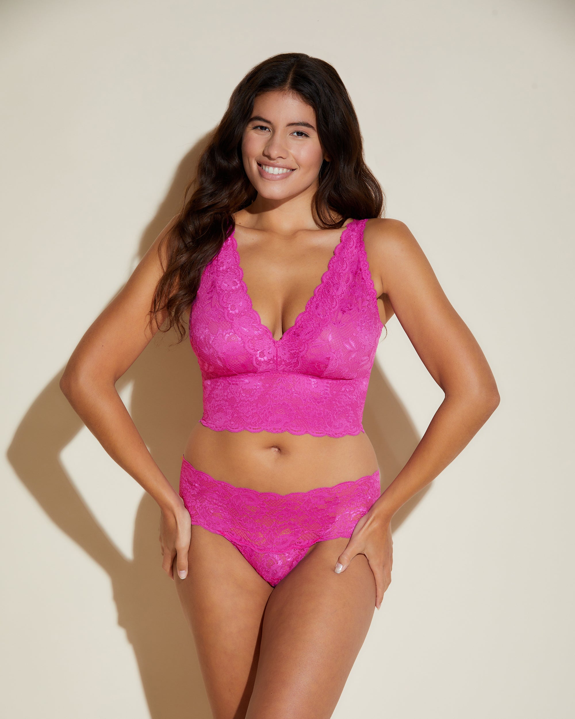 Pink Bralette - Never Say Never Curvy Plungie Longline Bralette