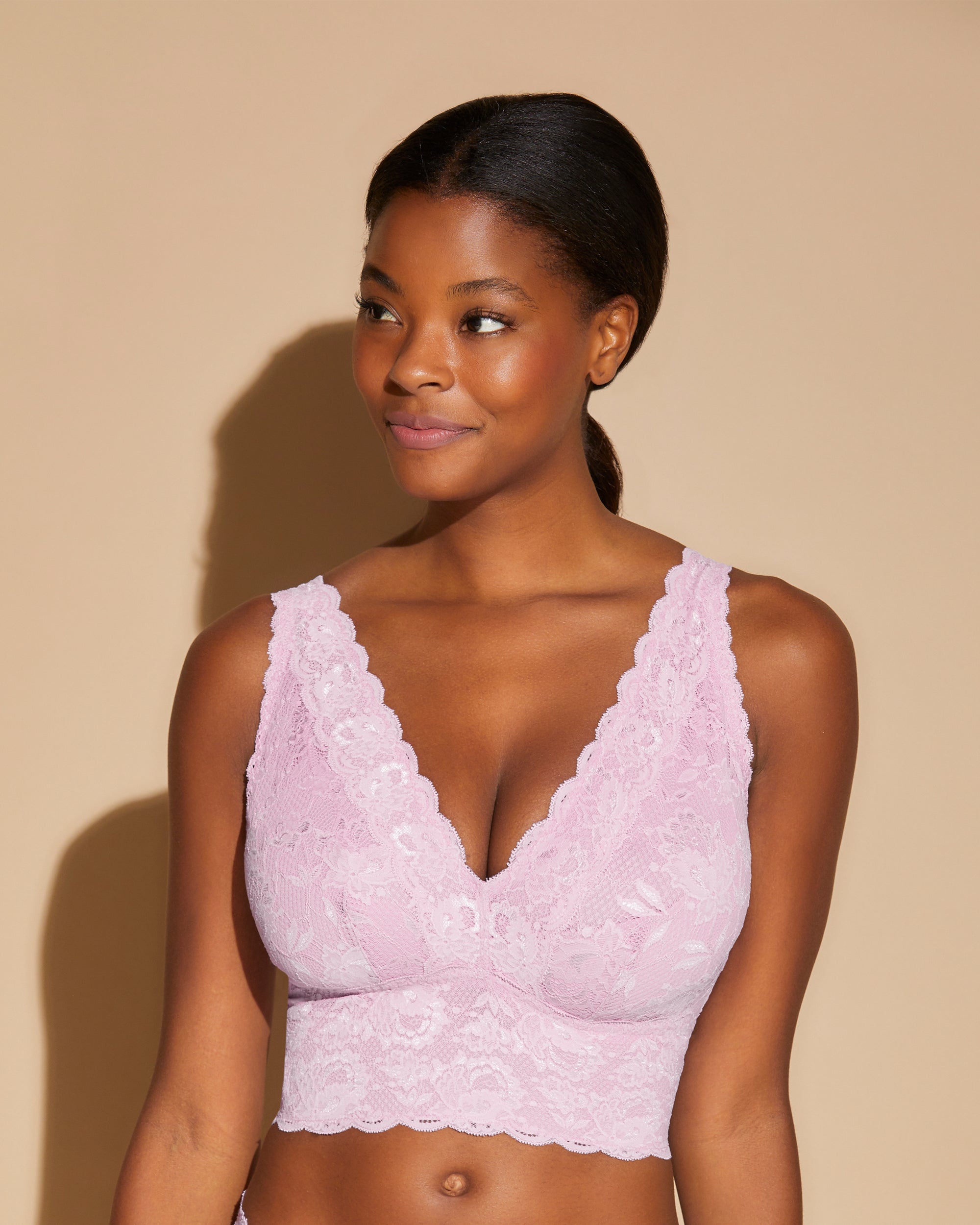 Pink Bralette - Never Say Never Curvy Plungie Longline Bralette