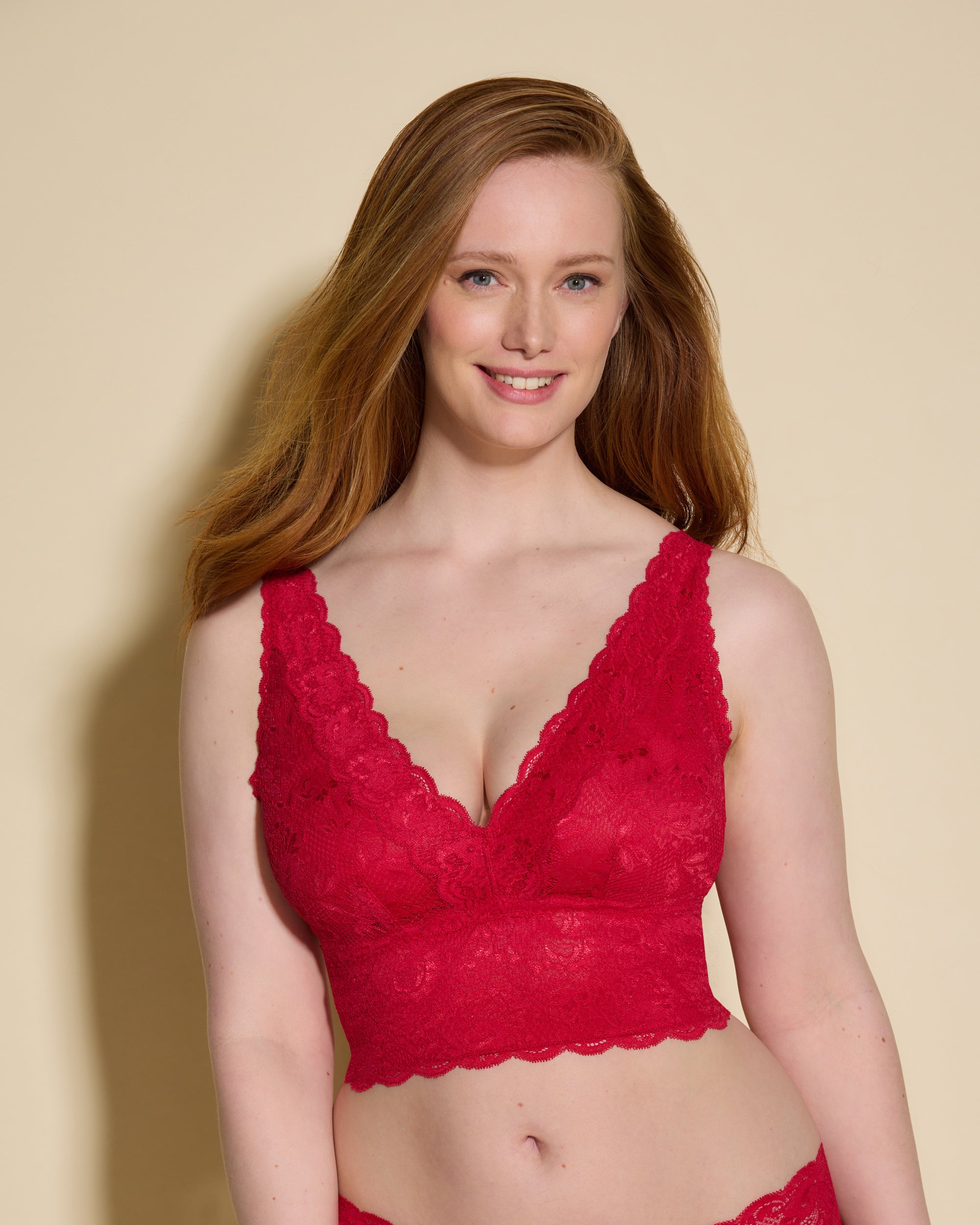 Red Bralette - Never Say Never Curvy Plungie Longline Bralette