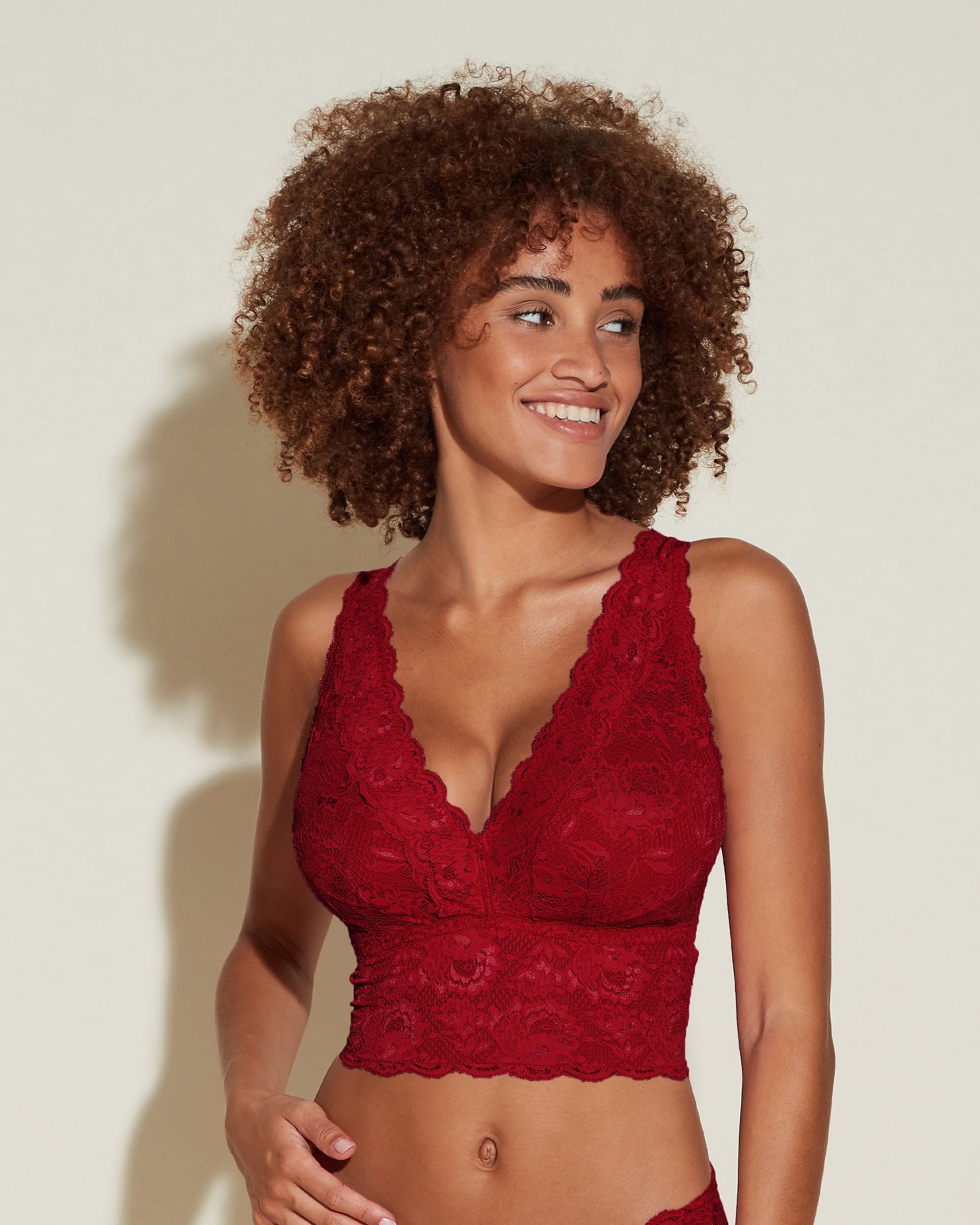 Red Bralette - Never Say Never Curvy Plungie Longline Bralette
