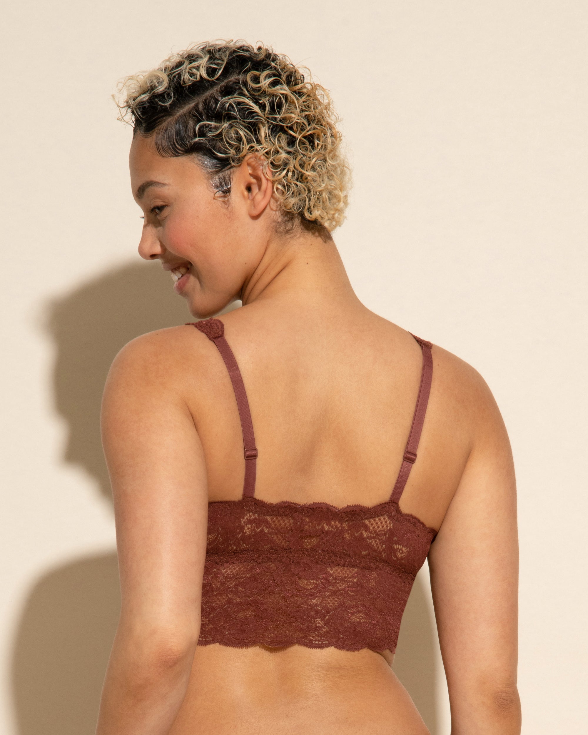 Marron Bralette - Never Say Never Brassière Décolleté Plongeant Longline